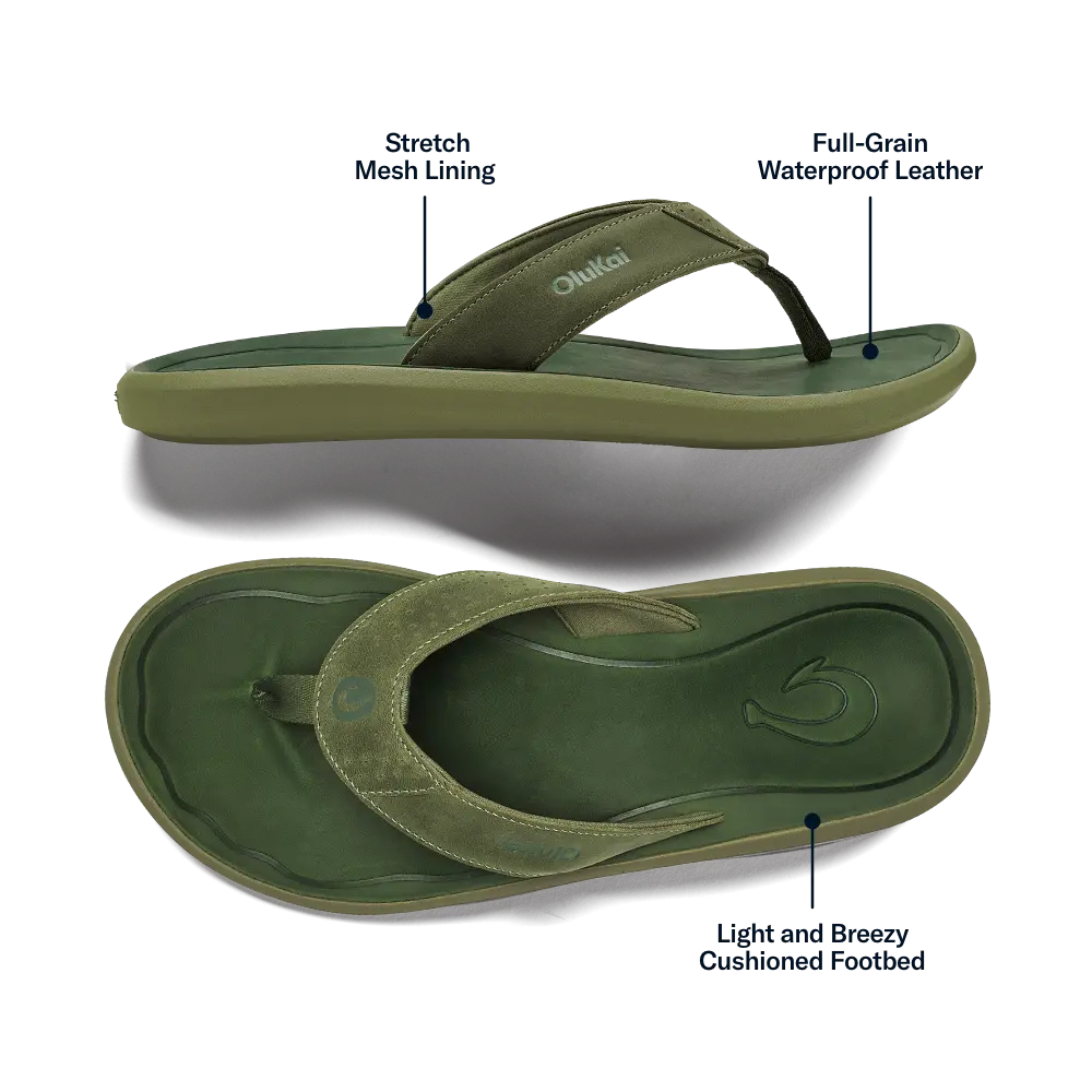 Pili Men's Waterproof Leather Sandals - Desert Moss / Deep Green - Image 2