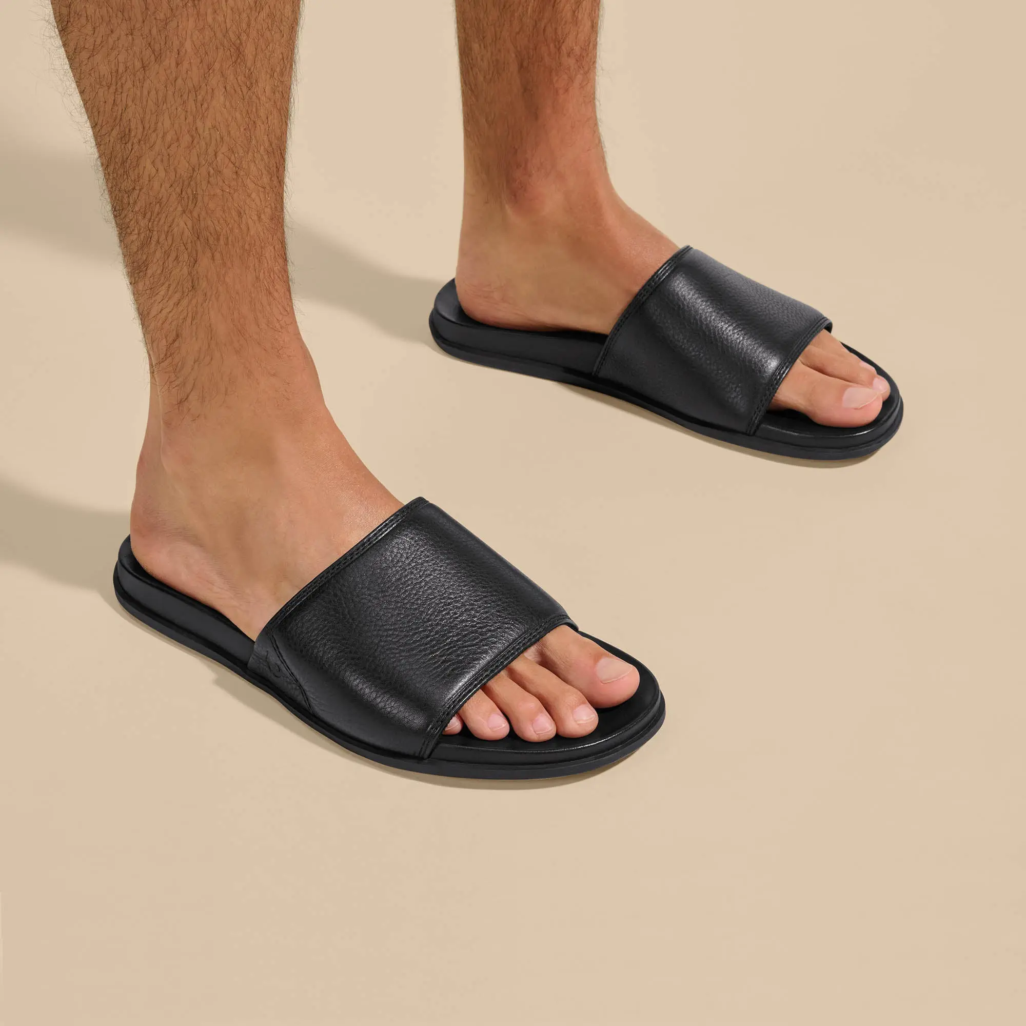 ' lali Slide Leather Beach Sandals - Black - Image 2