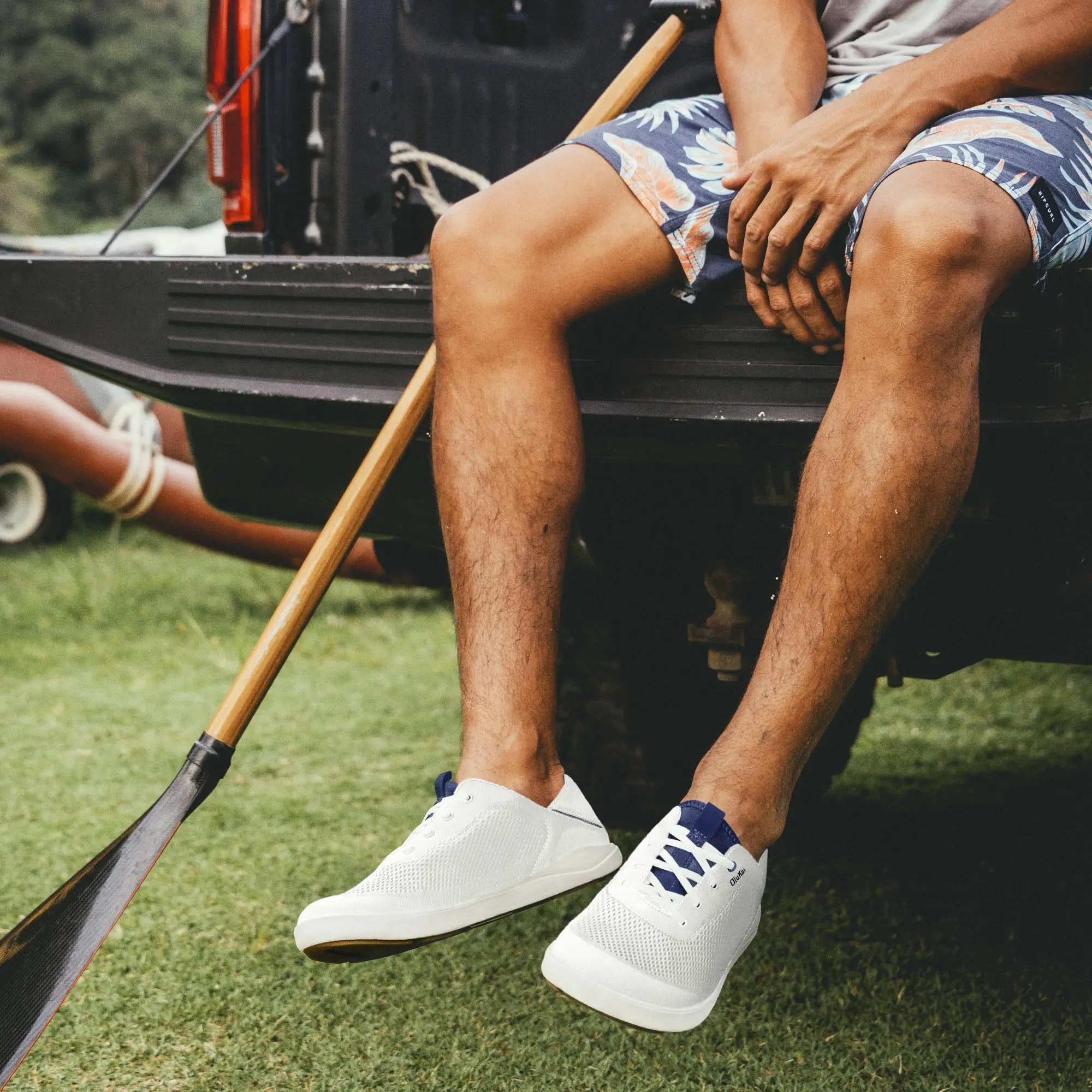 Moku Pae Men's Boat Shoes - Bright White / Pacifica - Image 2