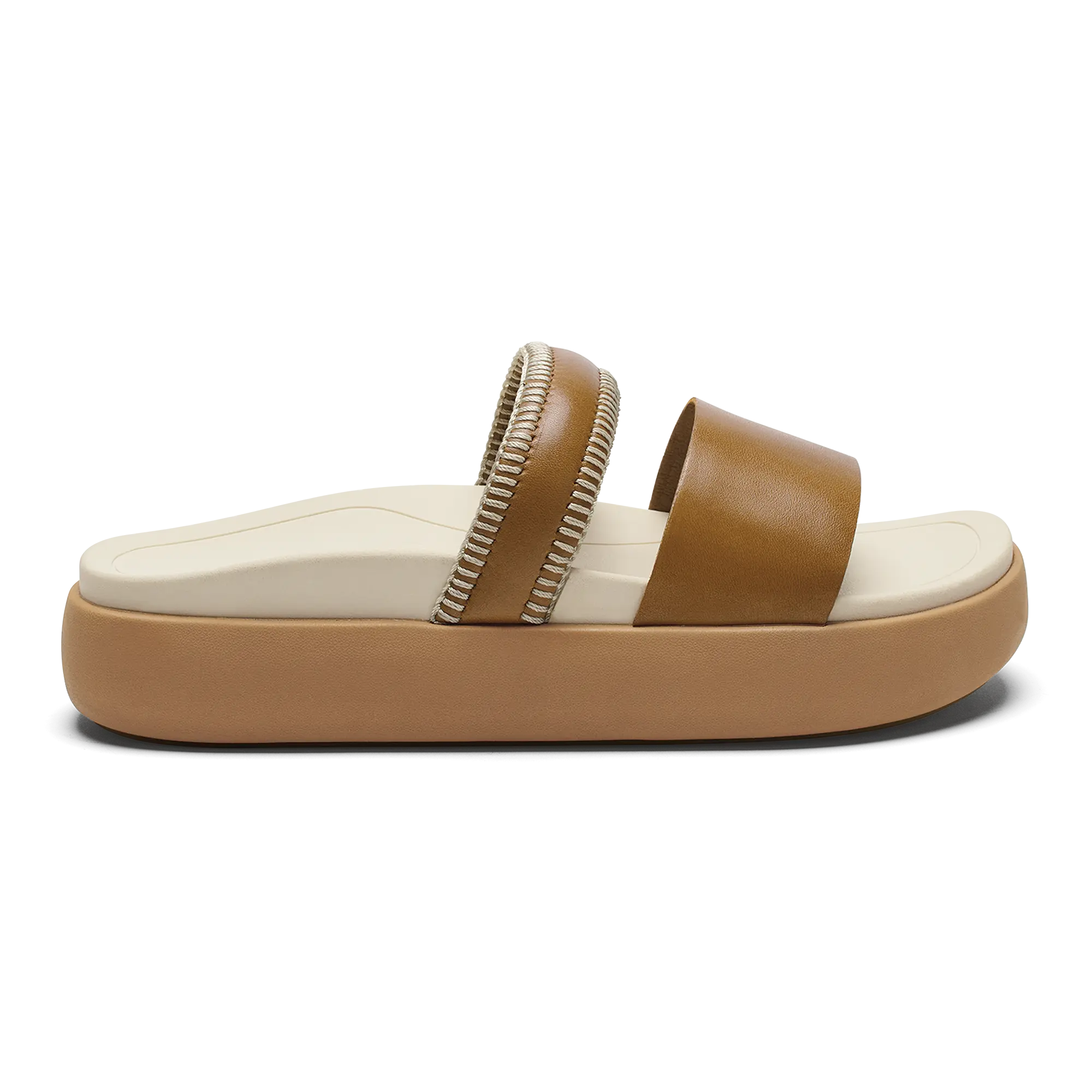 Pae Women's Leather Platform Sandals - Tan / White Sand