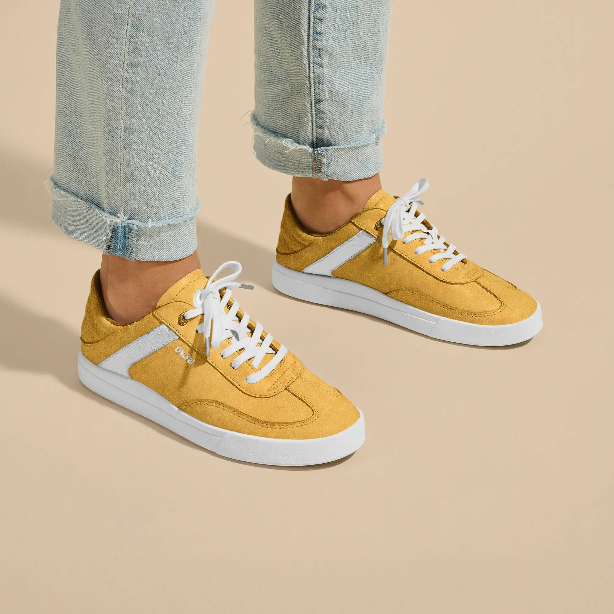 Ha 'upu Women's Leather Sneakers - Mustard / Off White - Image 2