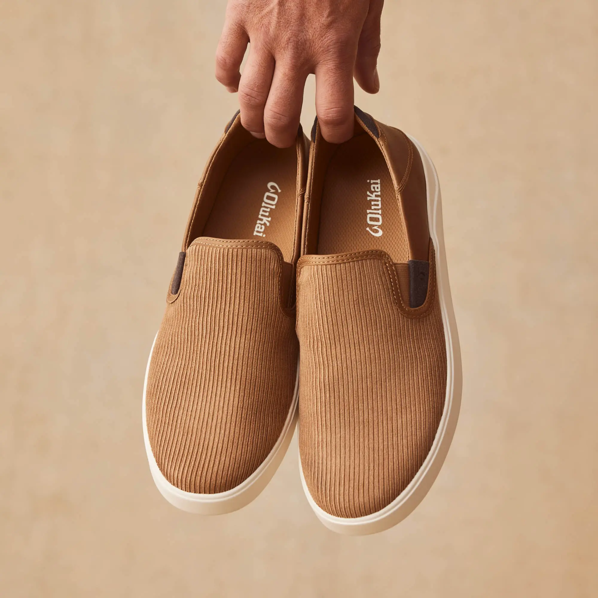 Lae'ahi Kapa Men's Slip-On Sneakers - Tan / Dark Wood - Image 2