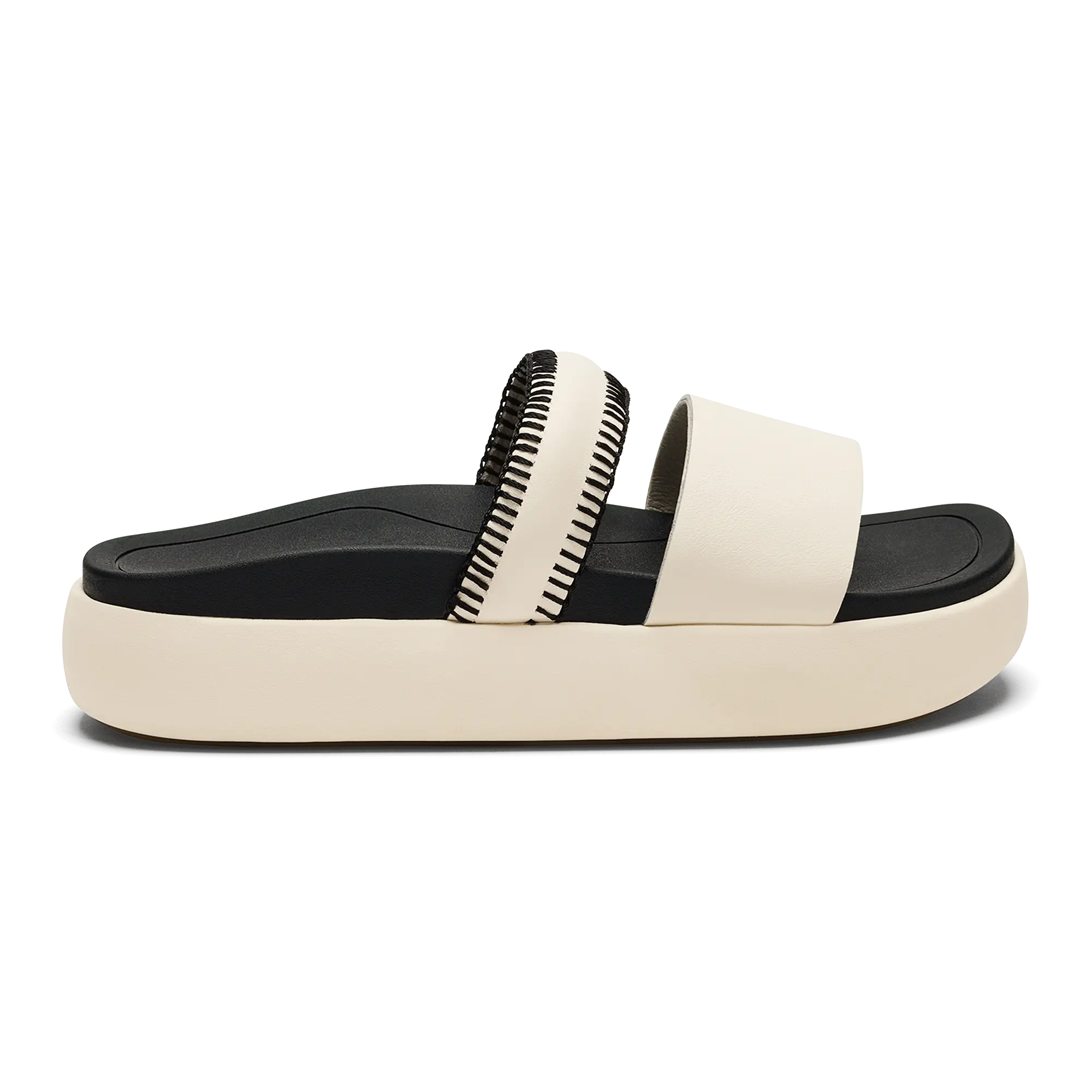 Pae Women's Leather Platform Sandals - White Sand / Lava Rock