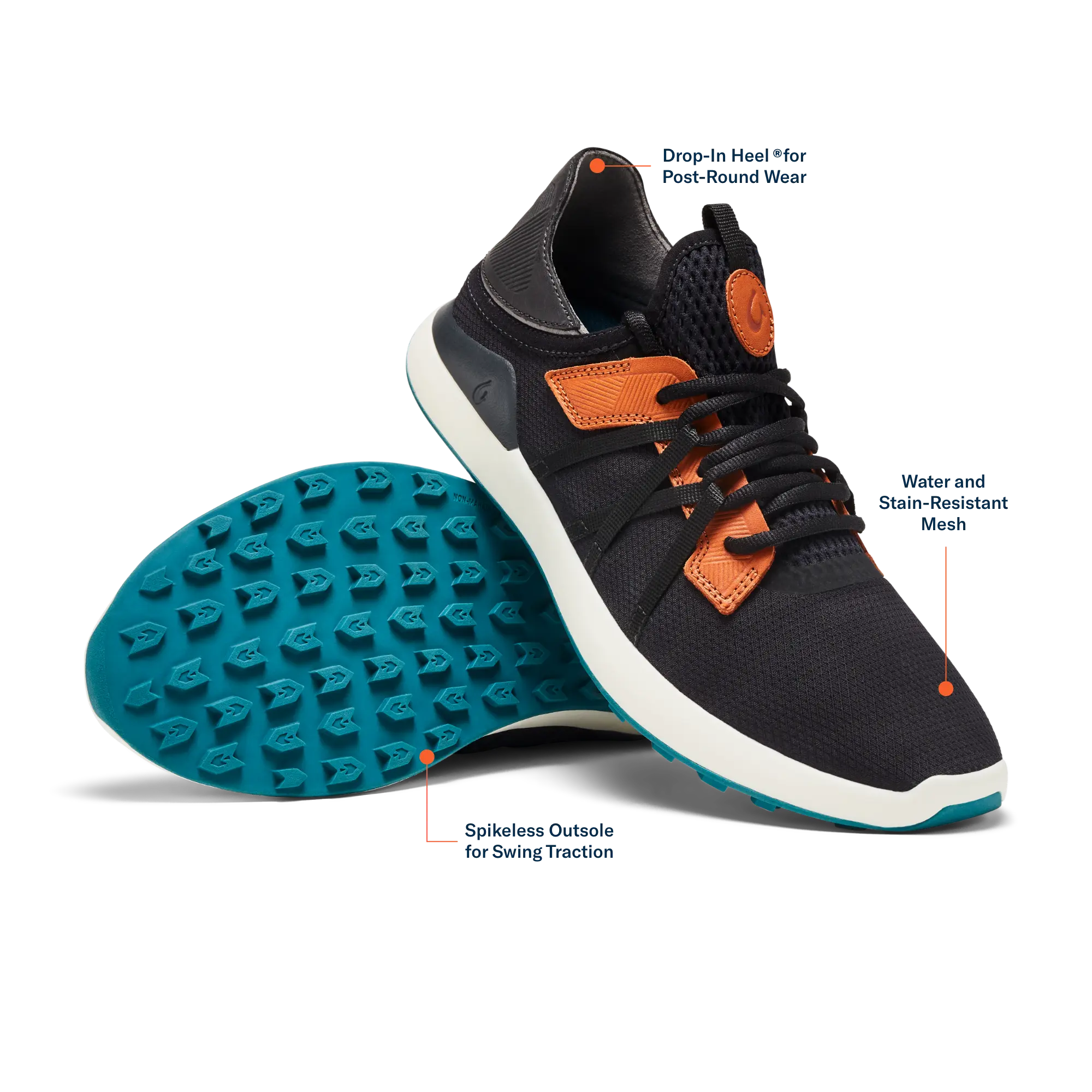 Manele Men's Breathable Golf Shoes - Black / Dark Shadow - Image 3