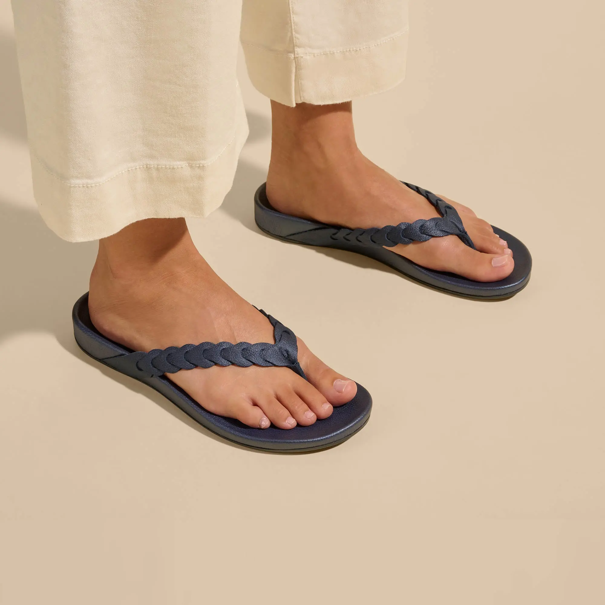 Lei Women's Leather Beach Sandals - Mood Indigo - Image 2