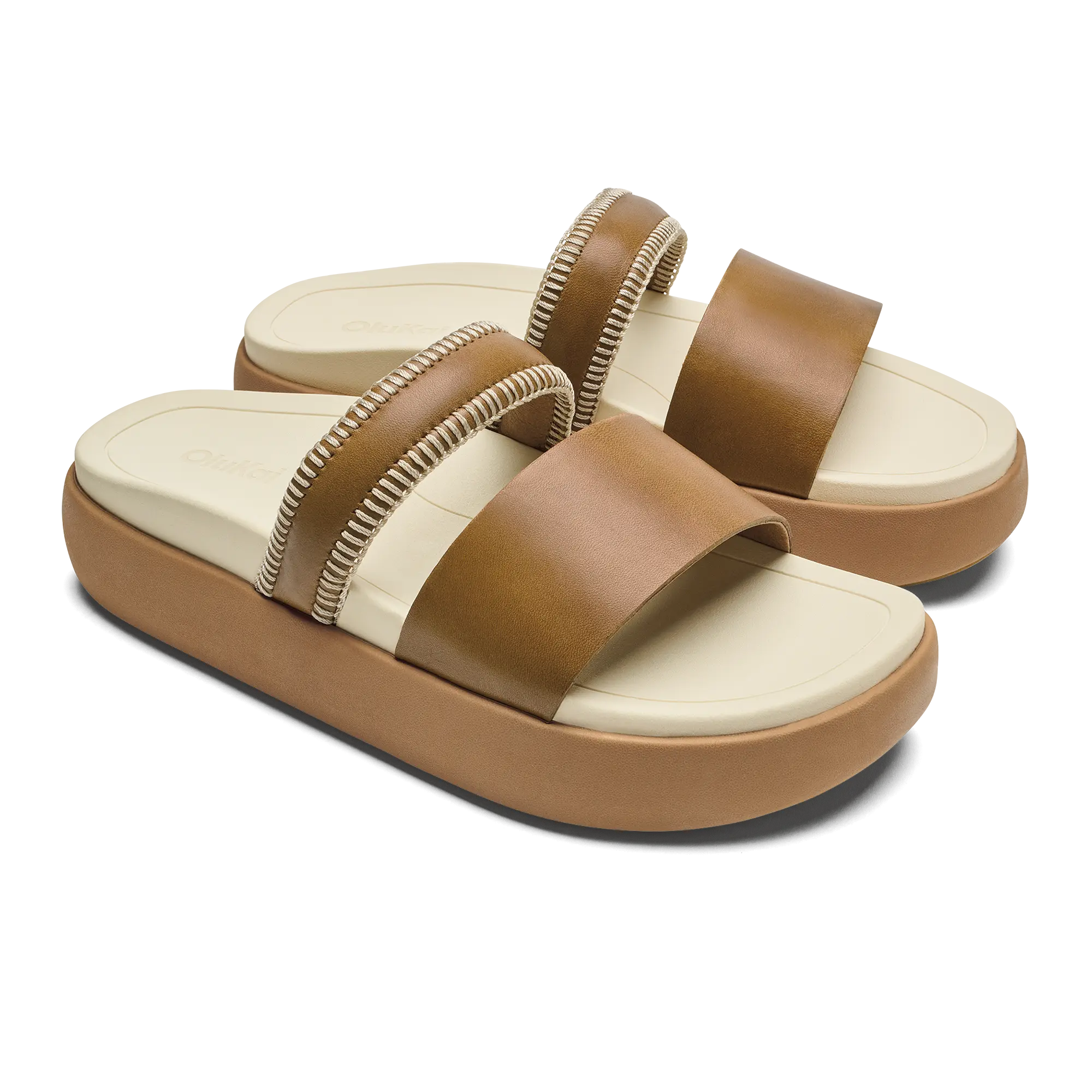Pae Women's Leather Platform Sandals - Tan / White Sand - Image 4