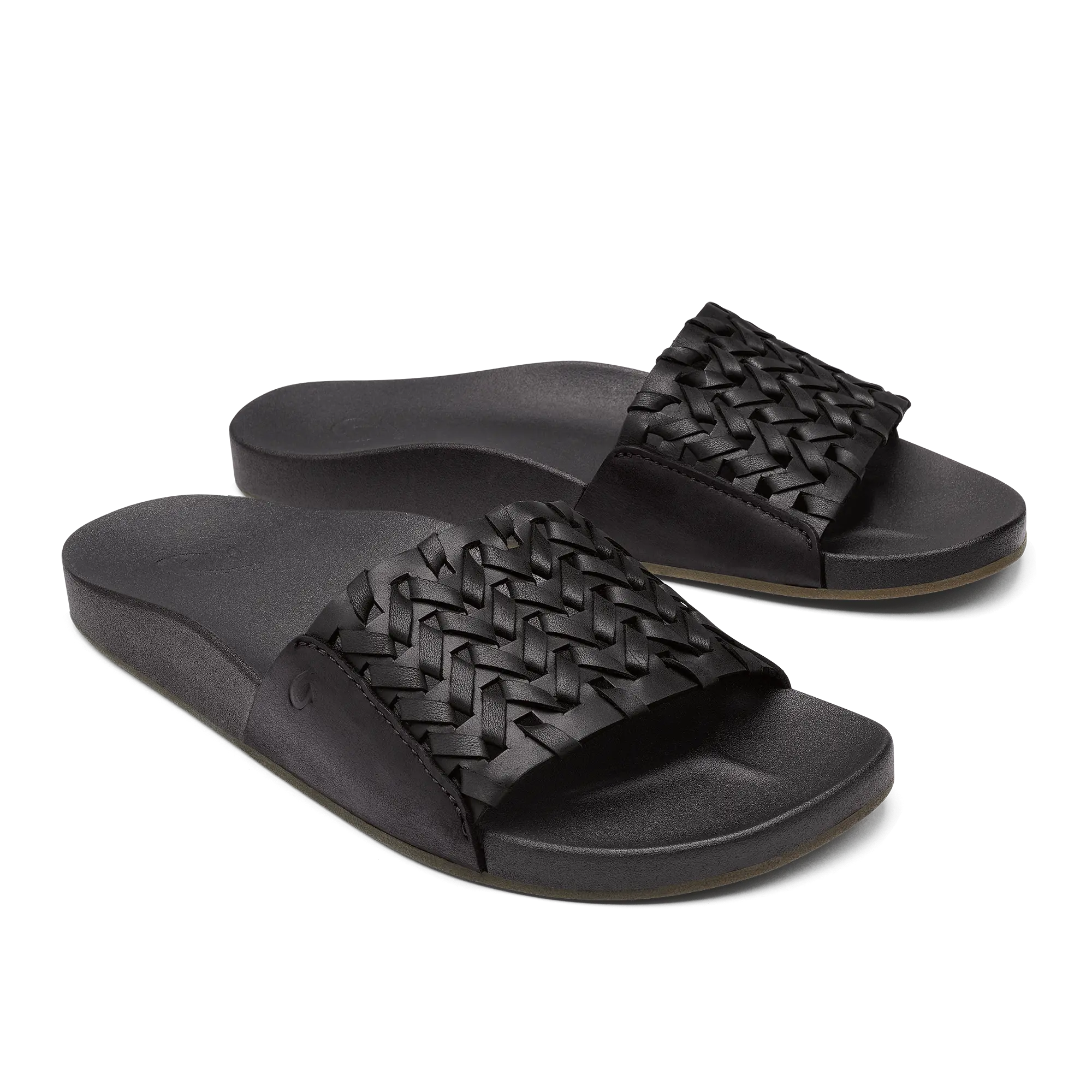 K mola Women's Leather Slide Sandals - Black - Image 3