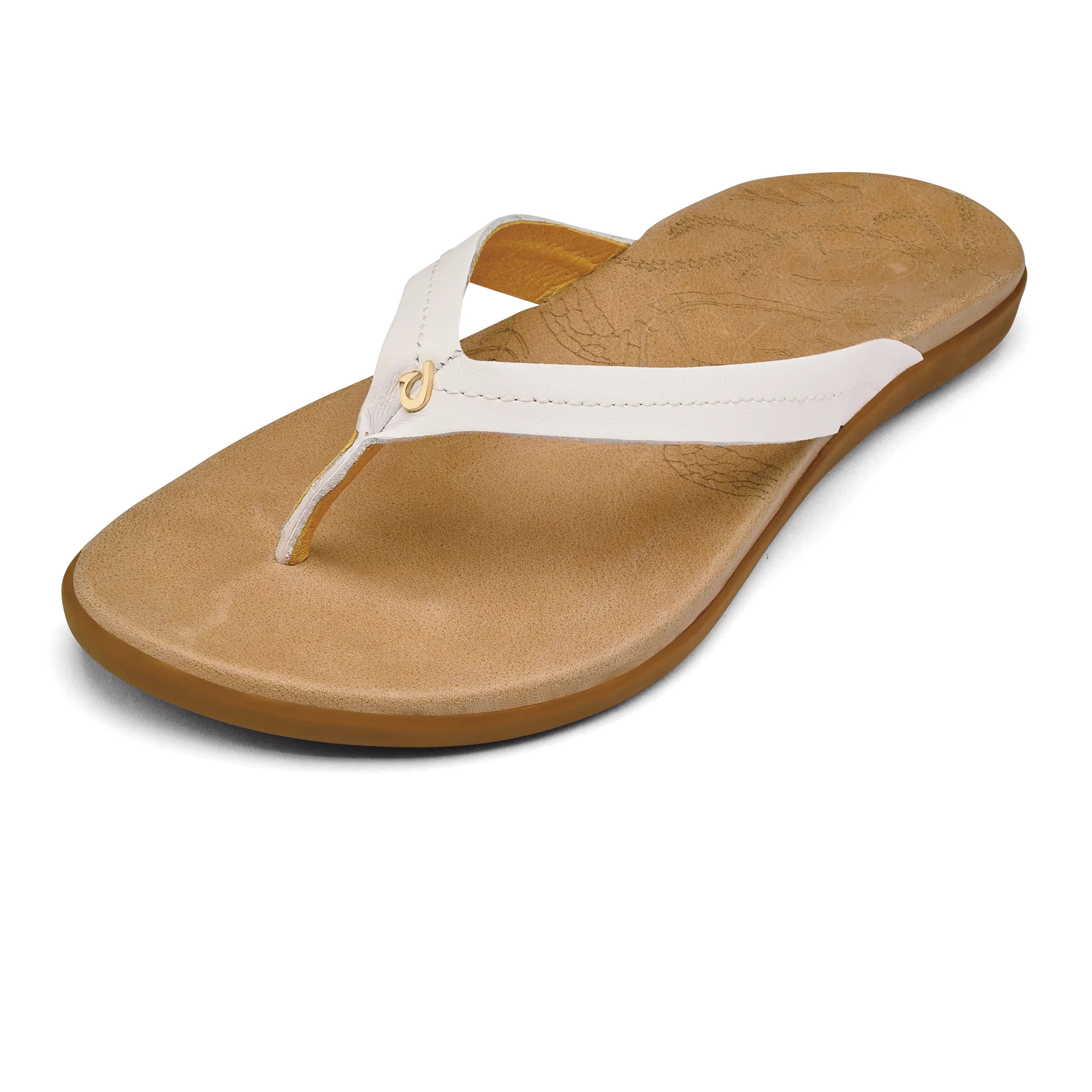 Honu Women's Leather Sandals - Bright White / Golden Sand - Image 5