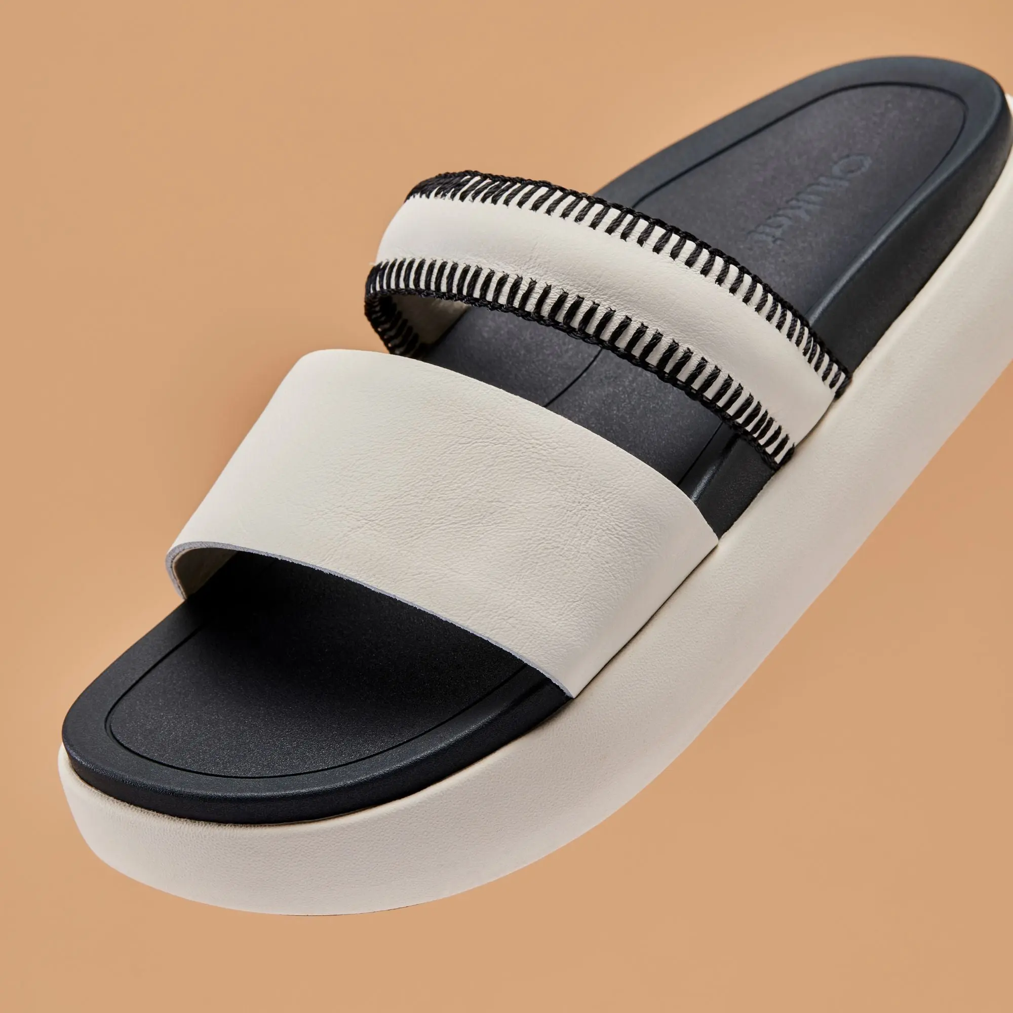 Pae Women's Leather Platform Sandals - White Sand / Lava Rock - Image 7