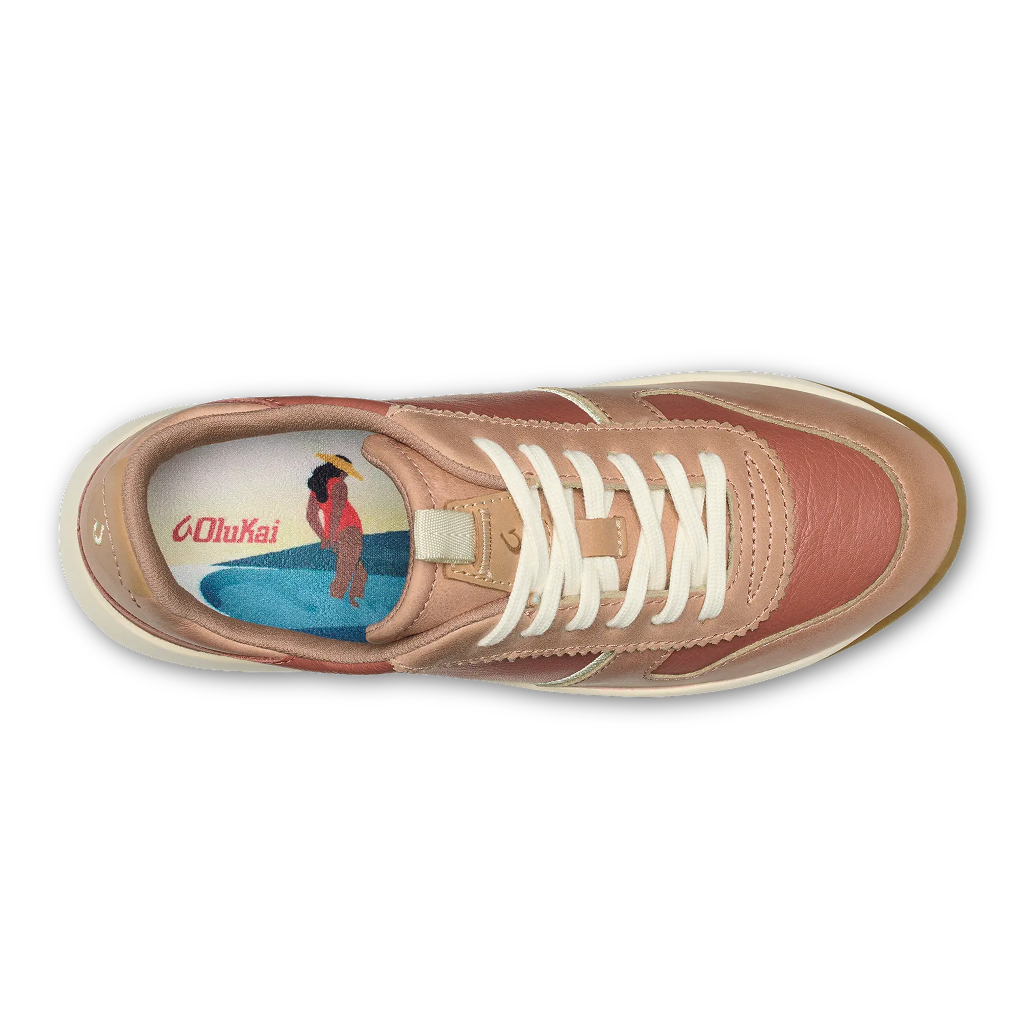 Kaulele Women's Leather Sneakers - Cedarwood / Cork - Image 9