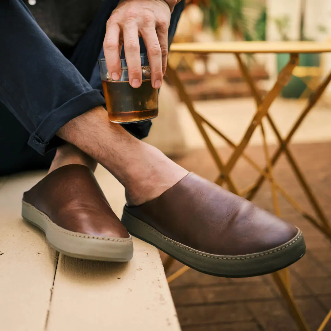 H mani Men's Leather Mules - Toffee / Tan - Image 3