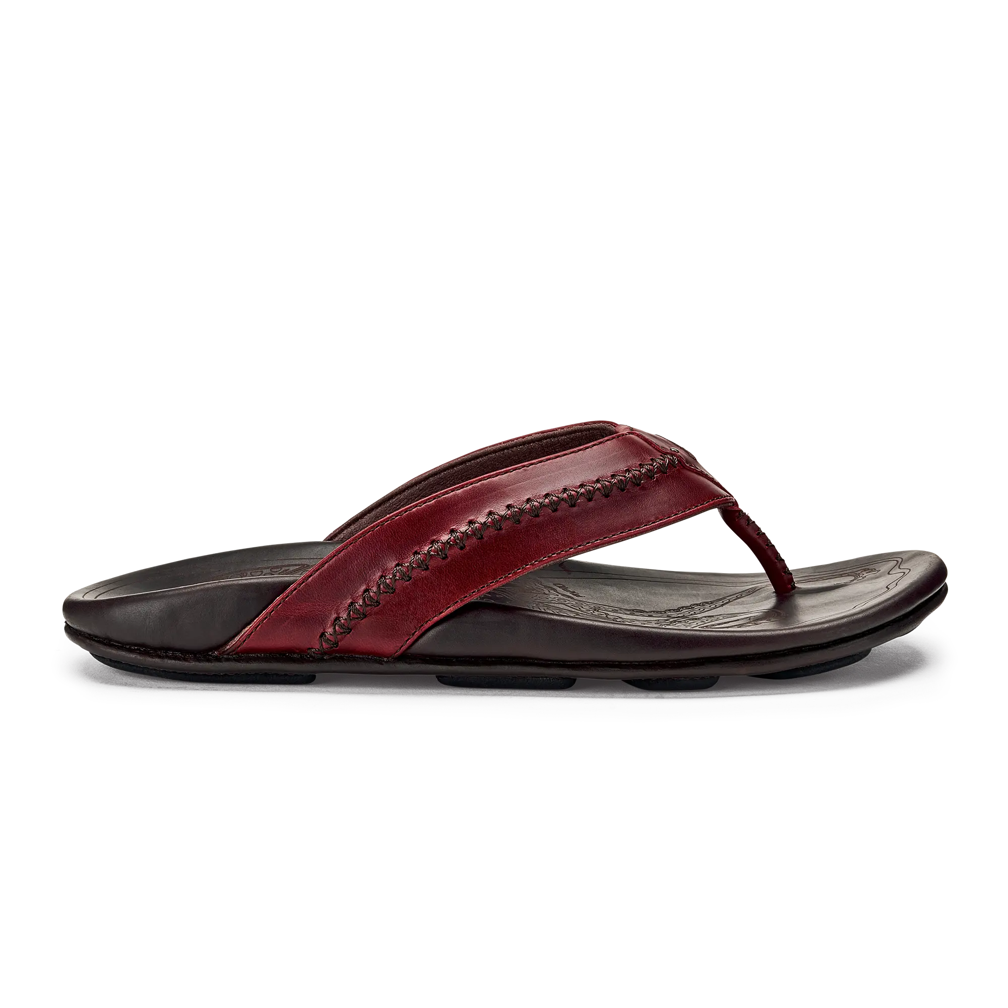 Mea Ola Men's Leather Beach Sandals - Terra / Dark Wood