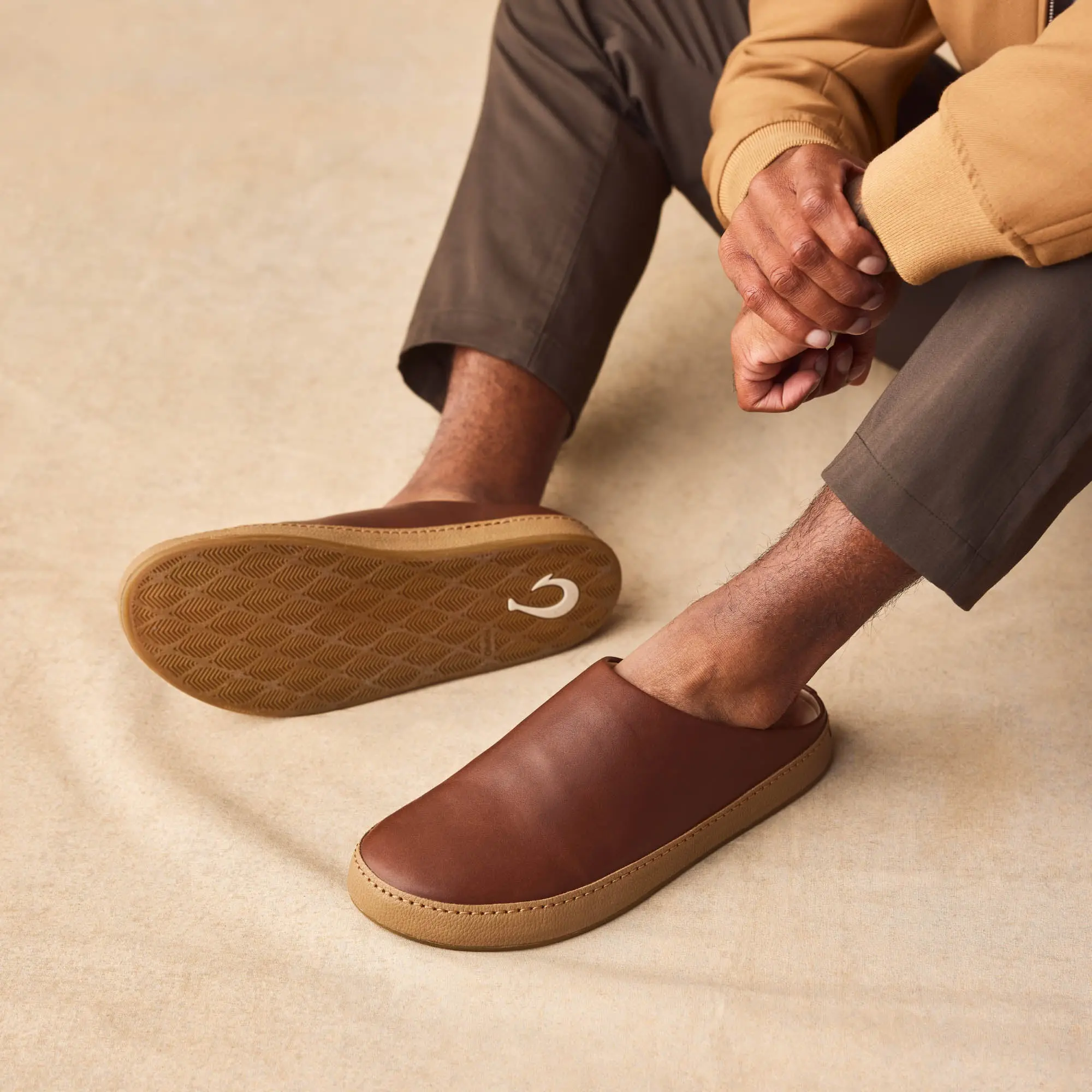 H mani Men's Leather Mules - Toffee / Tan - Image 5