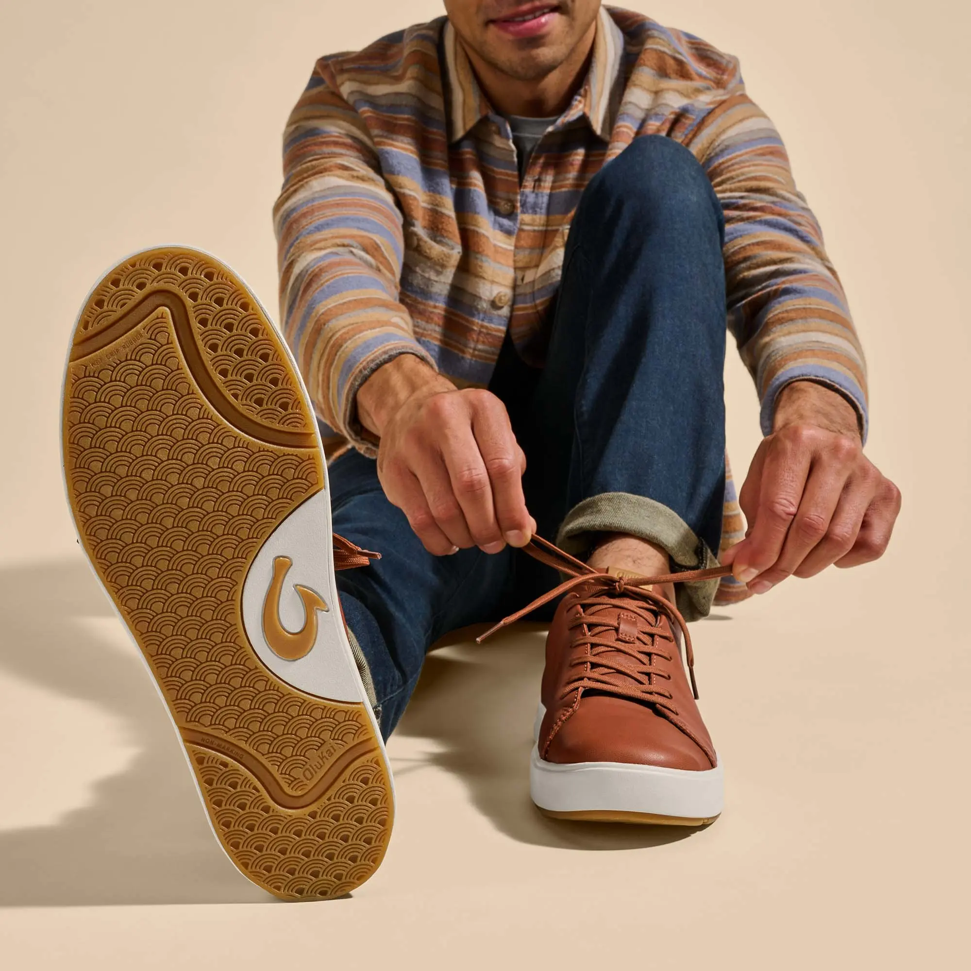 Lae'ahi L 'Ili Men's Leather Sneakers - Kukui Brown - Image 6