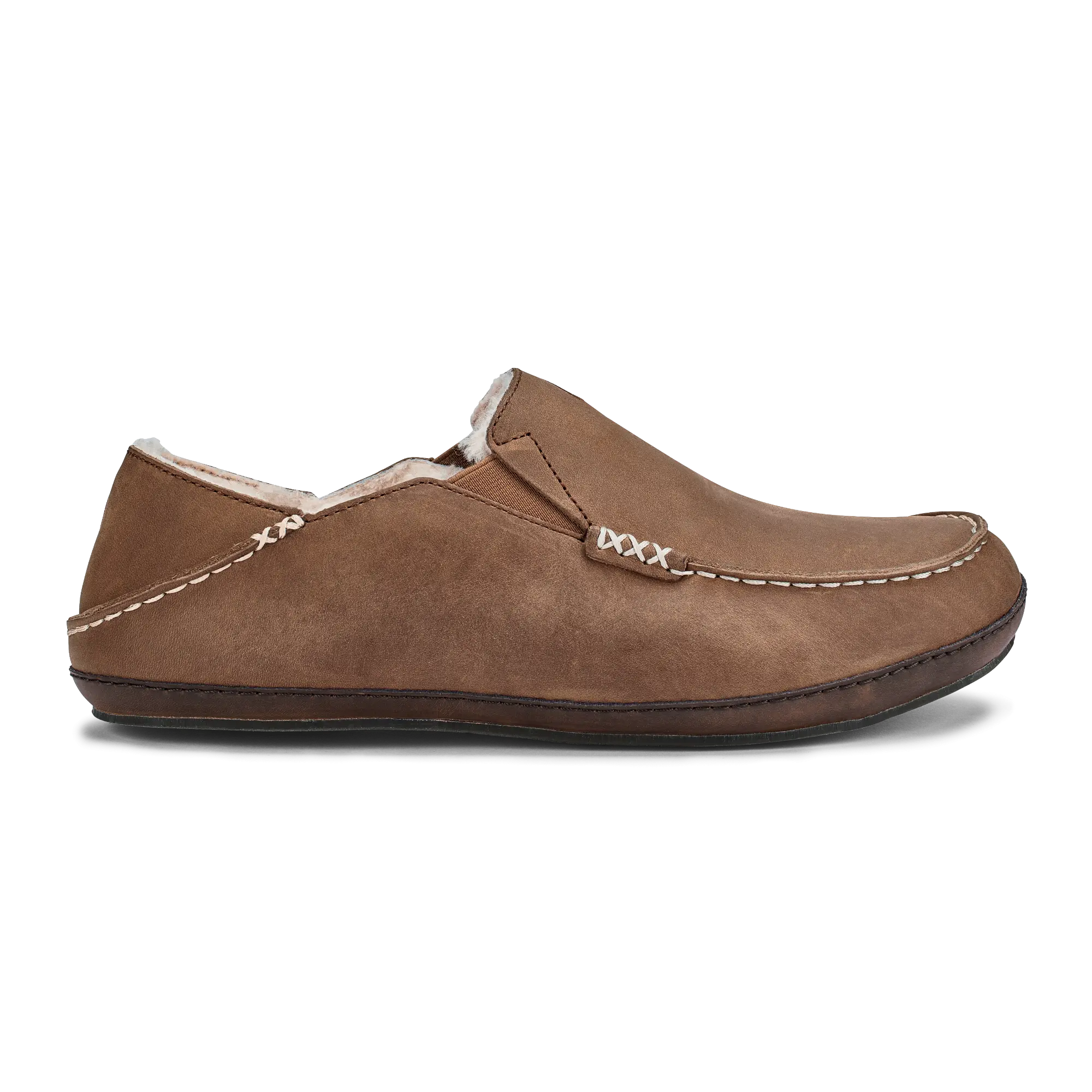 Molo   Men's Leather Slippers - Toffee / Dark Wood