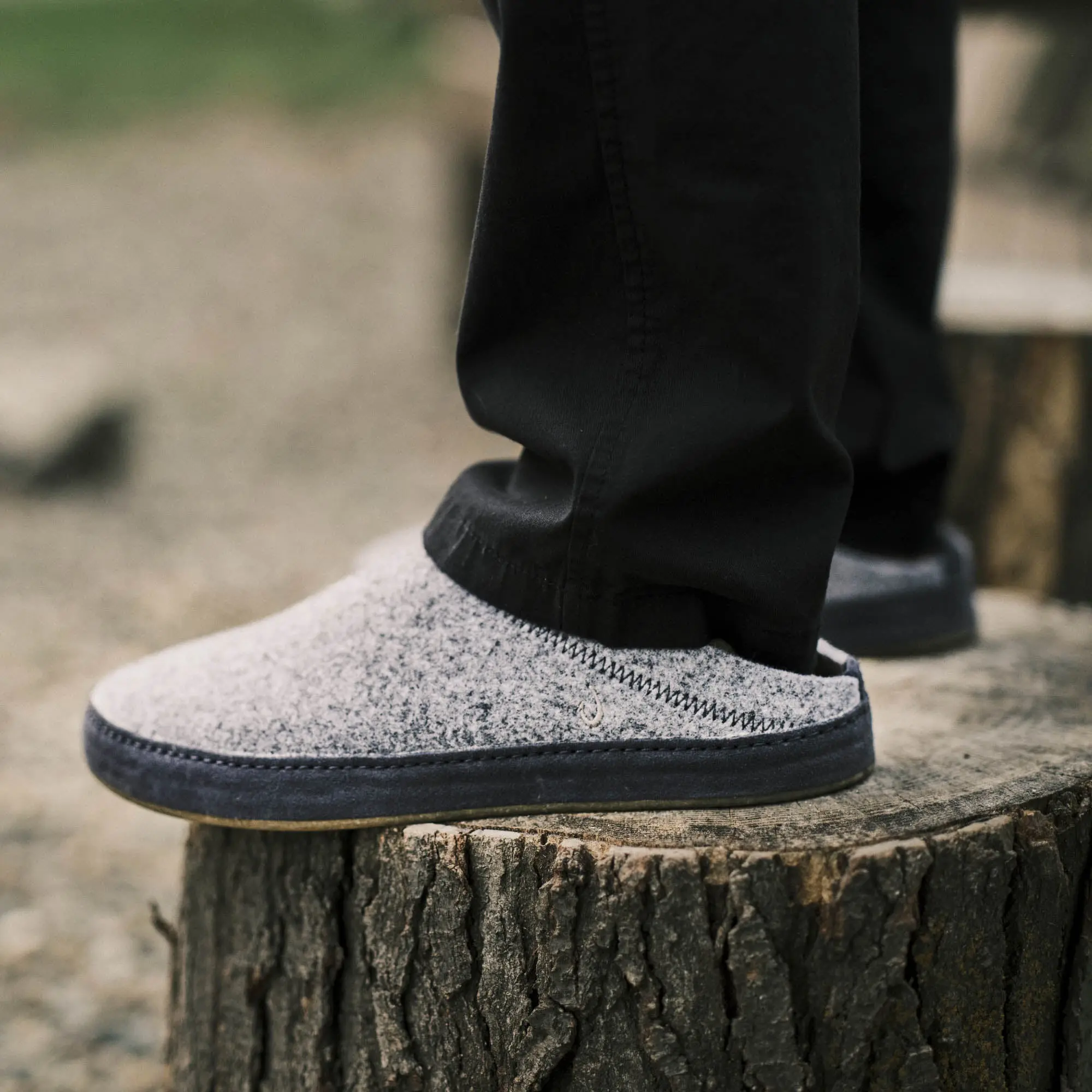 H mani Hulu Men's Wool Mule Slippers - Graphite / Trench Blue - Image 2