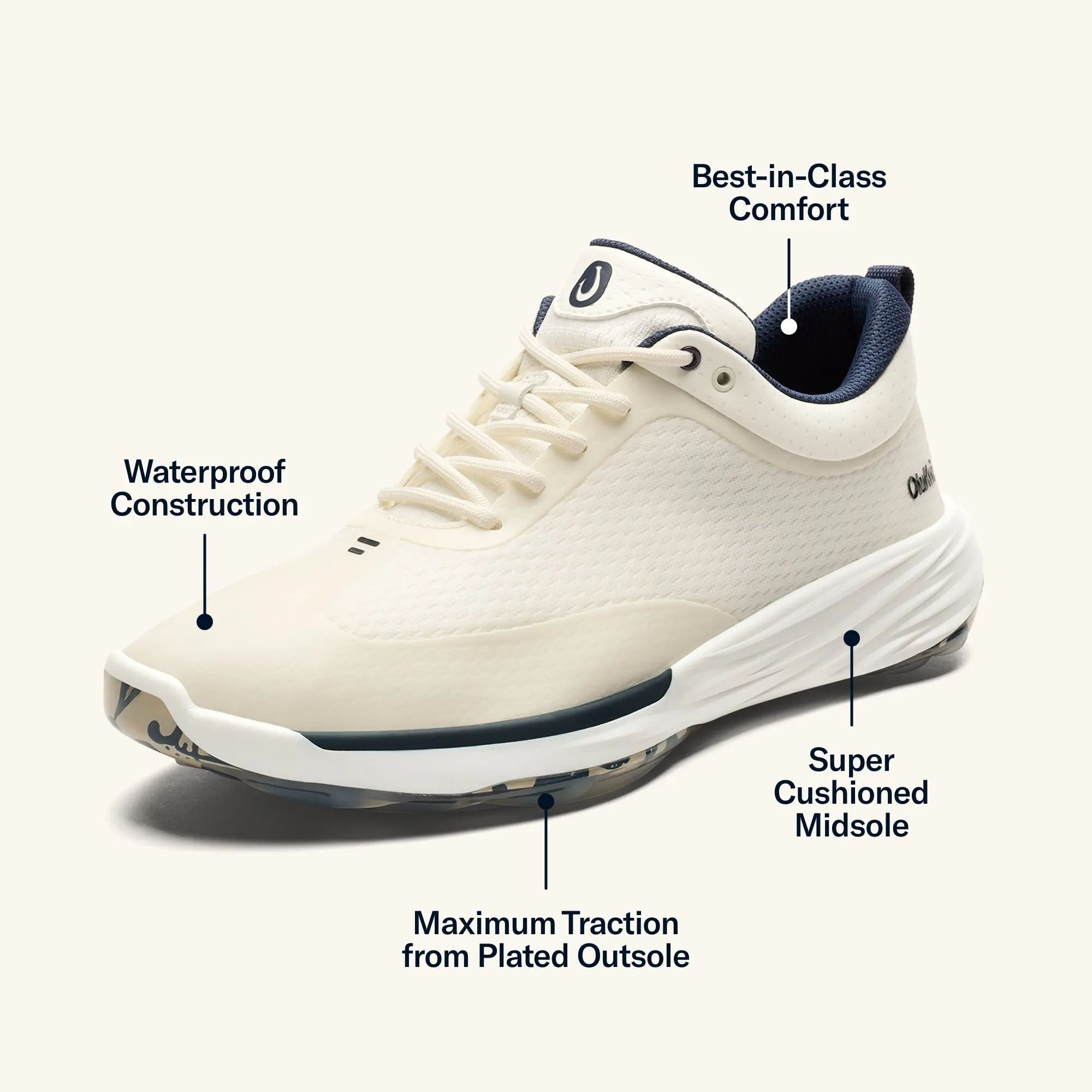 M kena Men's Waterproof Golf Shoes - White Sand - Image 3