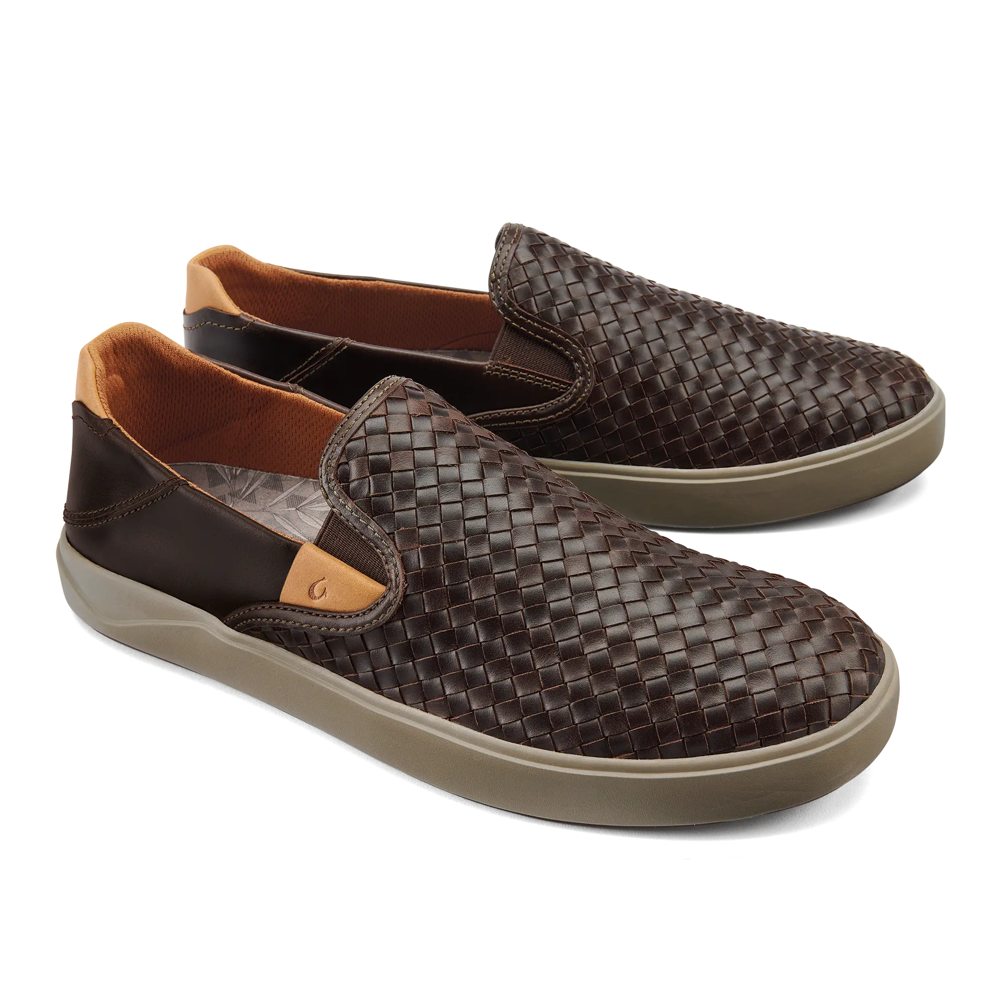 Lae'ahi Lauhala Men's Leather Slip-On Sneakers - Dark Wood - Image 6