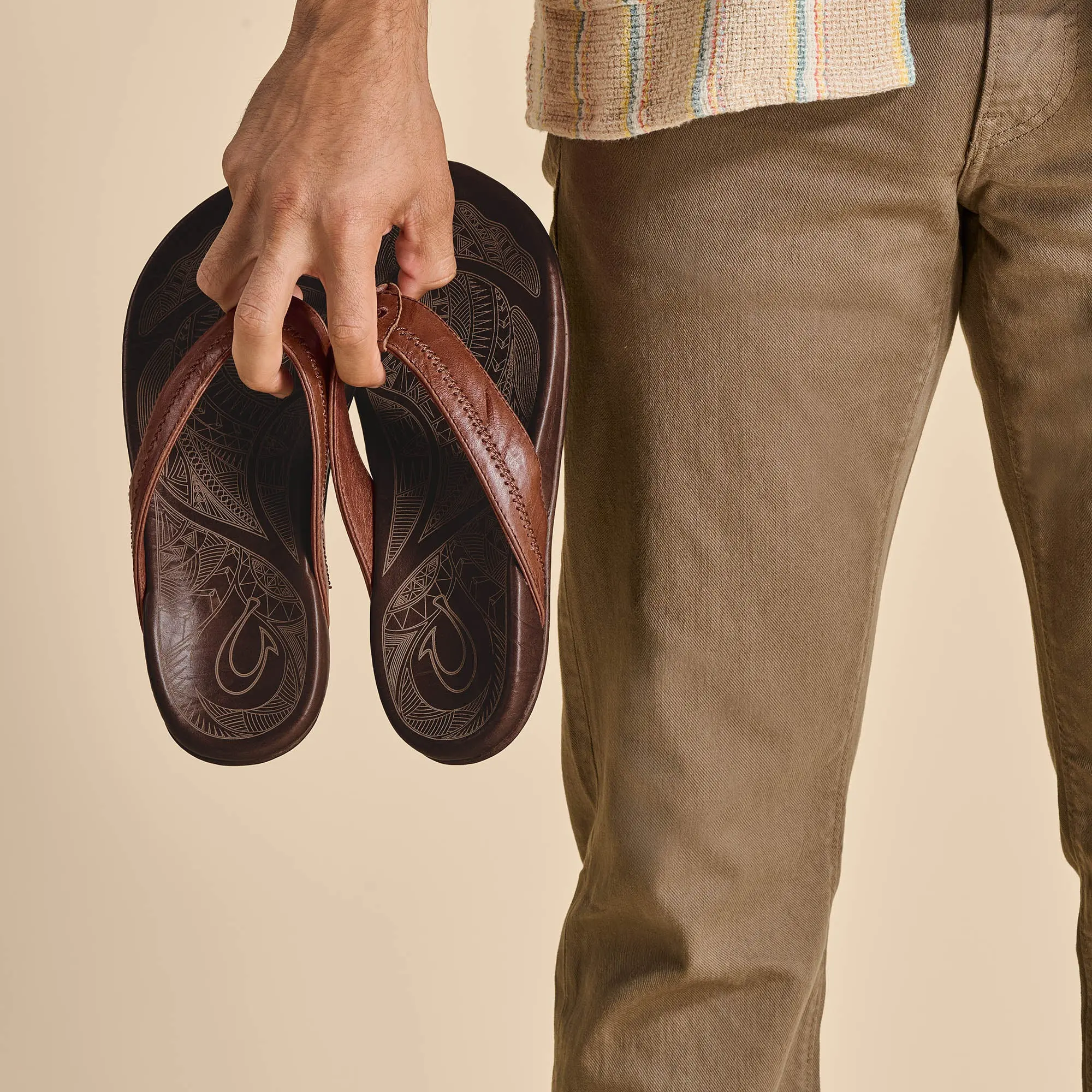 Hiapo - Rum / Dark Wood Men's Leather Beach Sandals - Image 5