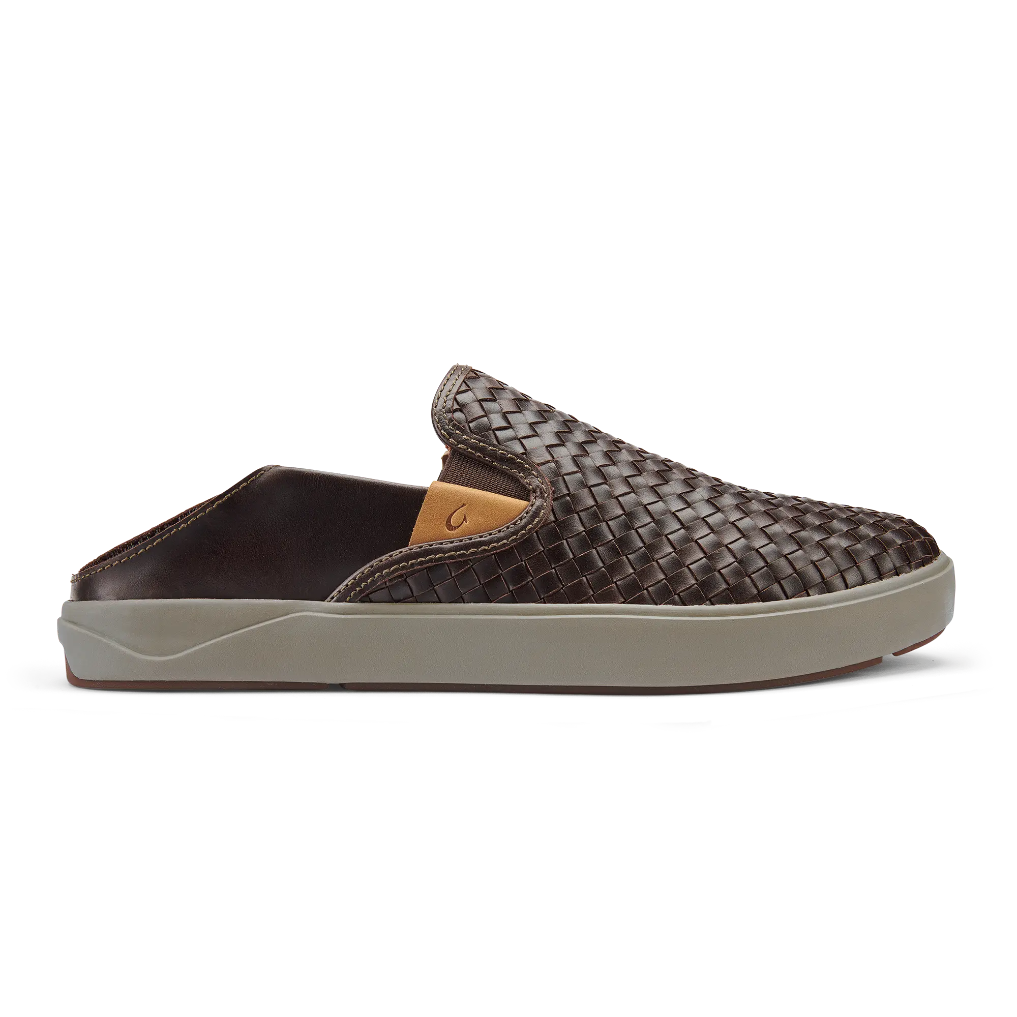 Lae'ahi Lauhala Men's Leather Slip-On Sneakers - Dark Wood - Image 4
