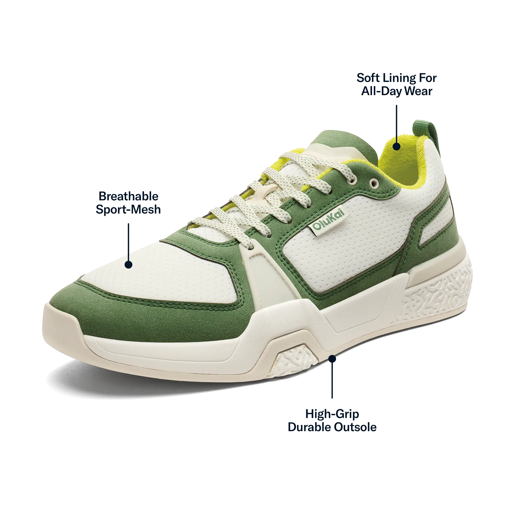 'Anau Men's Pickleball Shoes - Bright White / Leaf - Image 3