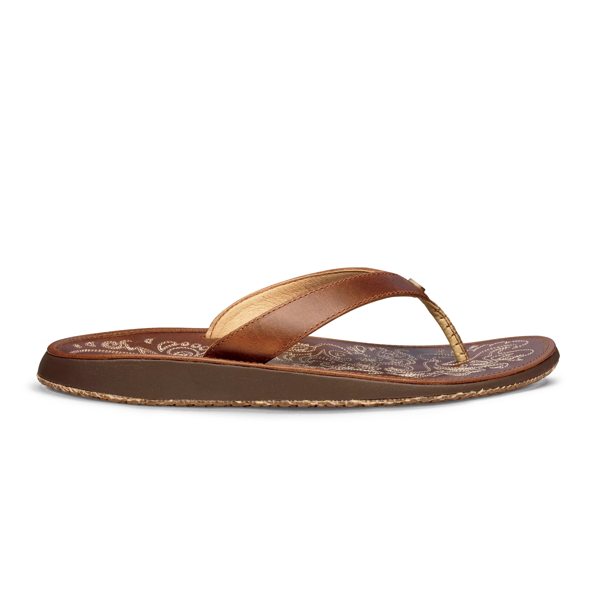 Paniolo Women's Leather Beach Flip Flops - Natural