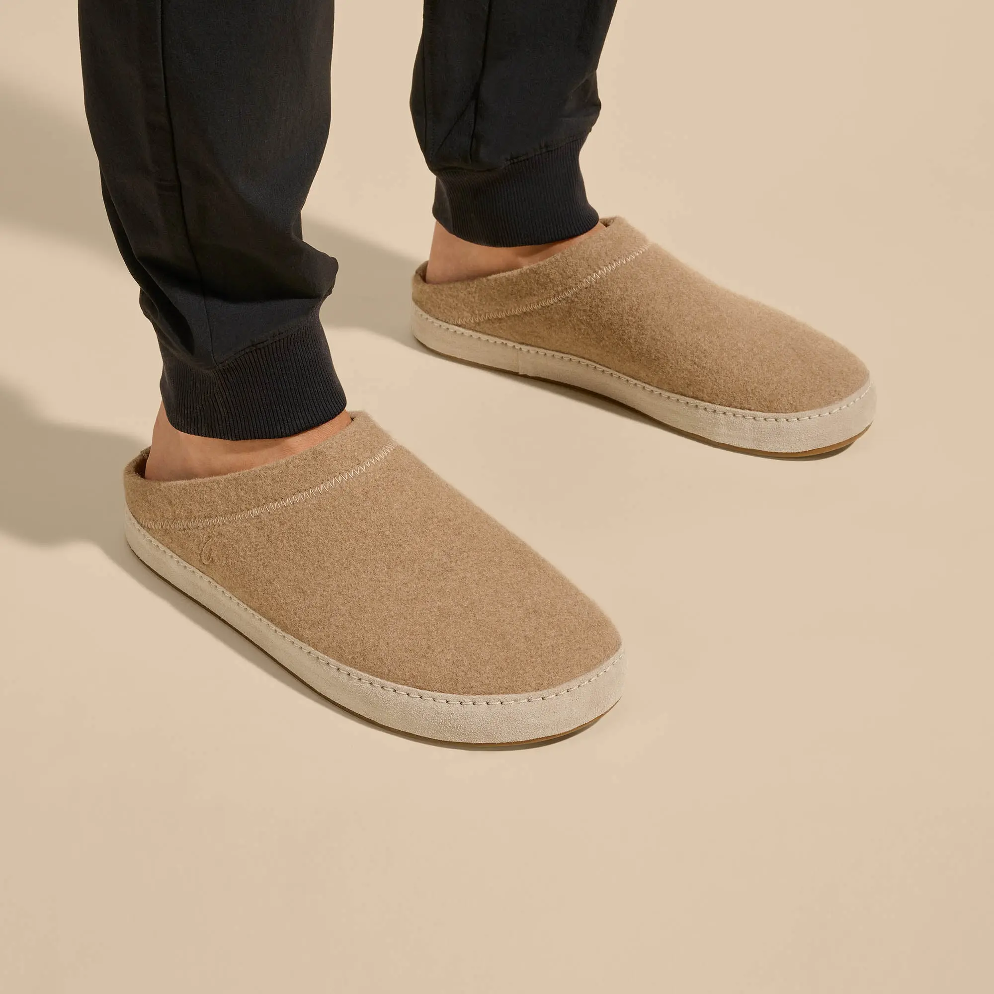 H mani Hulu Men's Wool Mule Slippers - Oatmeal - Image 2