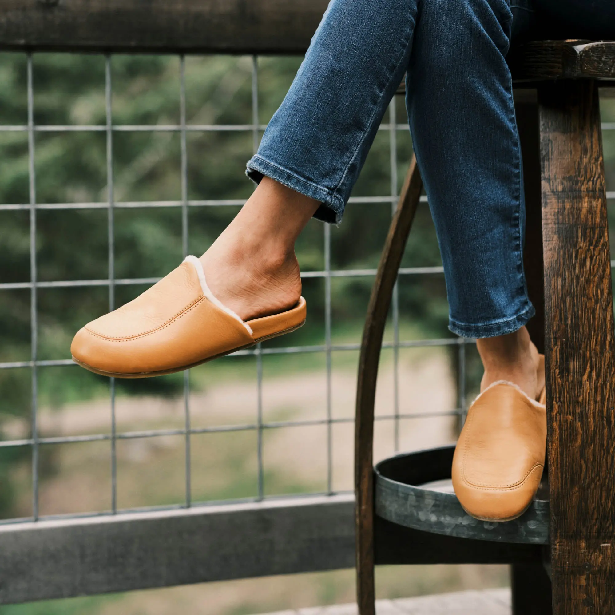 K nea Women's Leather Slipper Mules - Saddle - Image 2