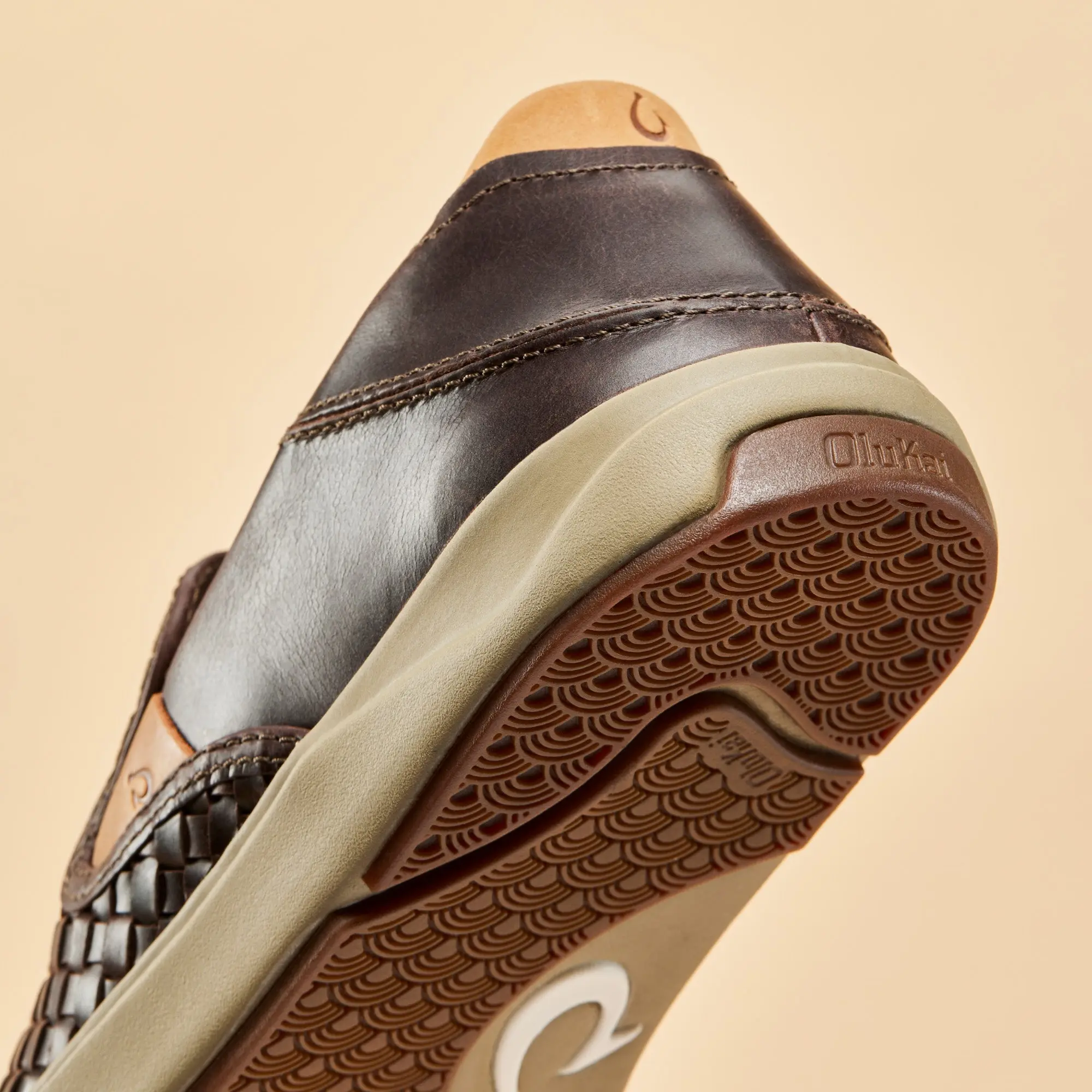 Lae'ahi Lauhala Men's Leather Slip-On Sneakers - Dark Wood - Image 8