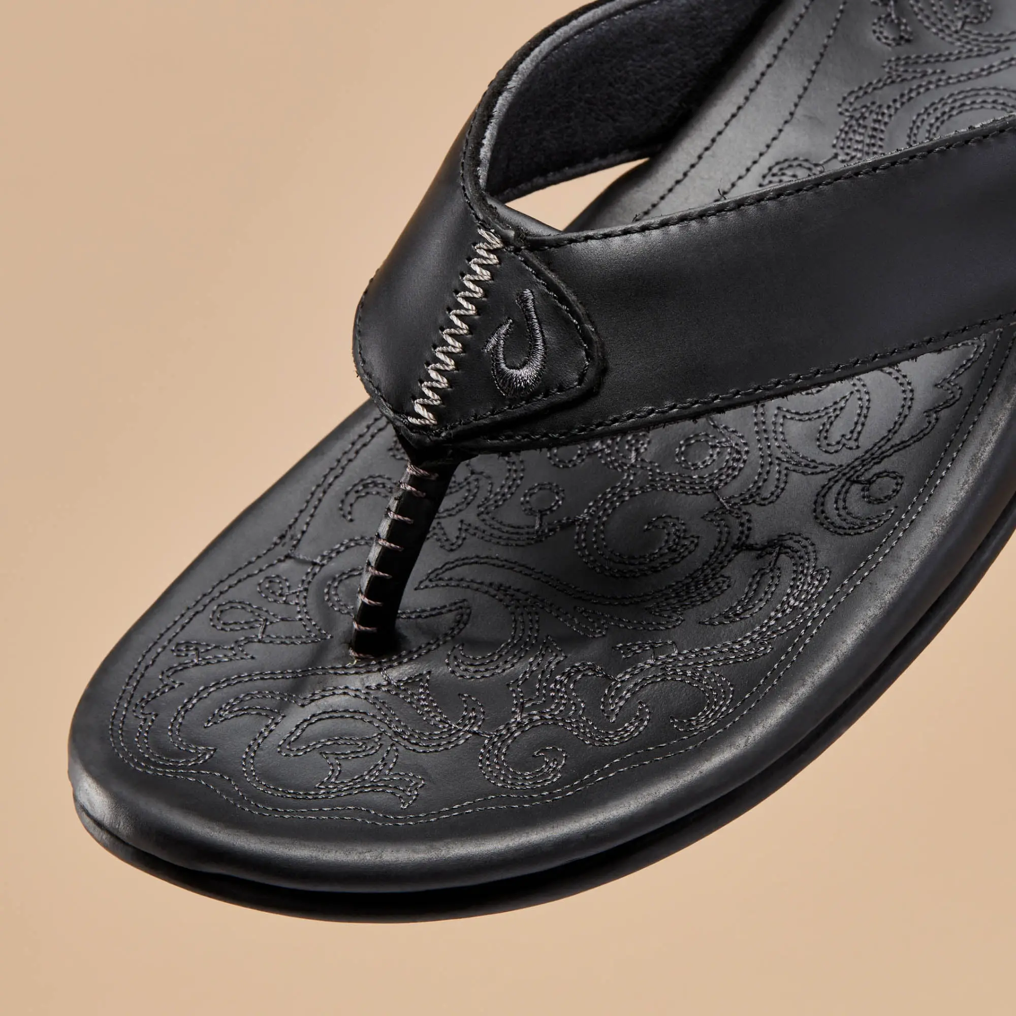 Mekila Men's Full-Grain Leather Beach Sandals - Black - Image 3