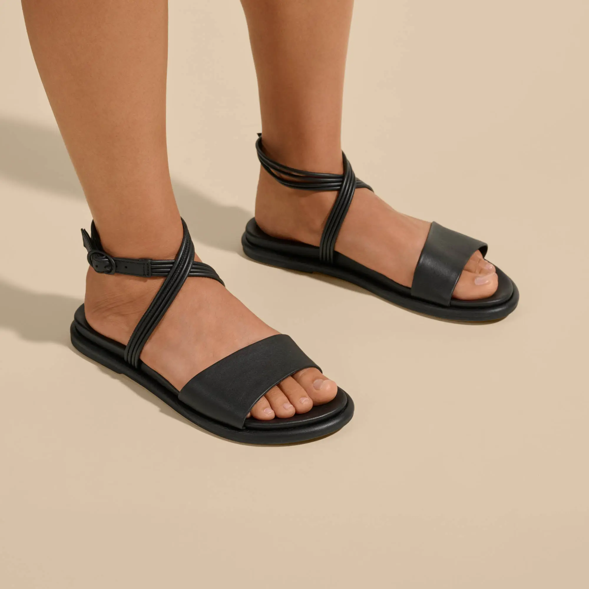 Tiare Wrap Women's Leather Sandals - Black - Image 5