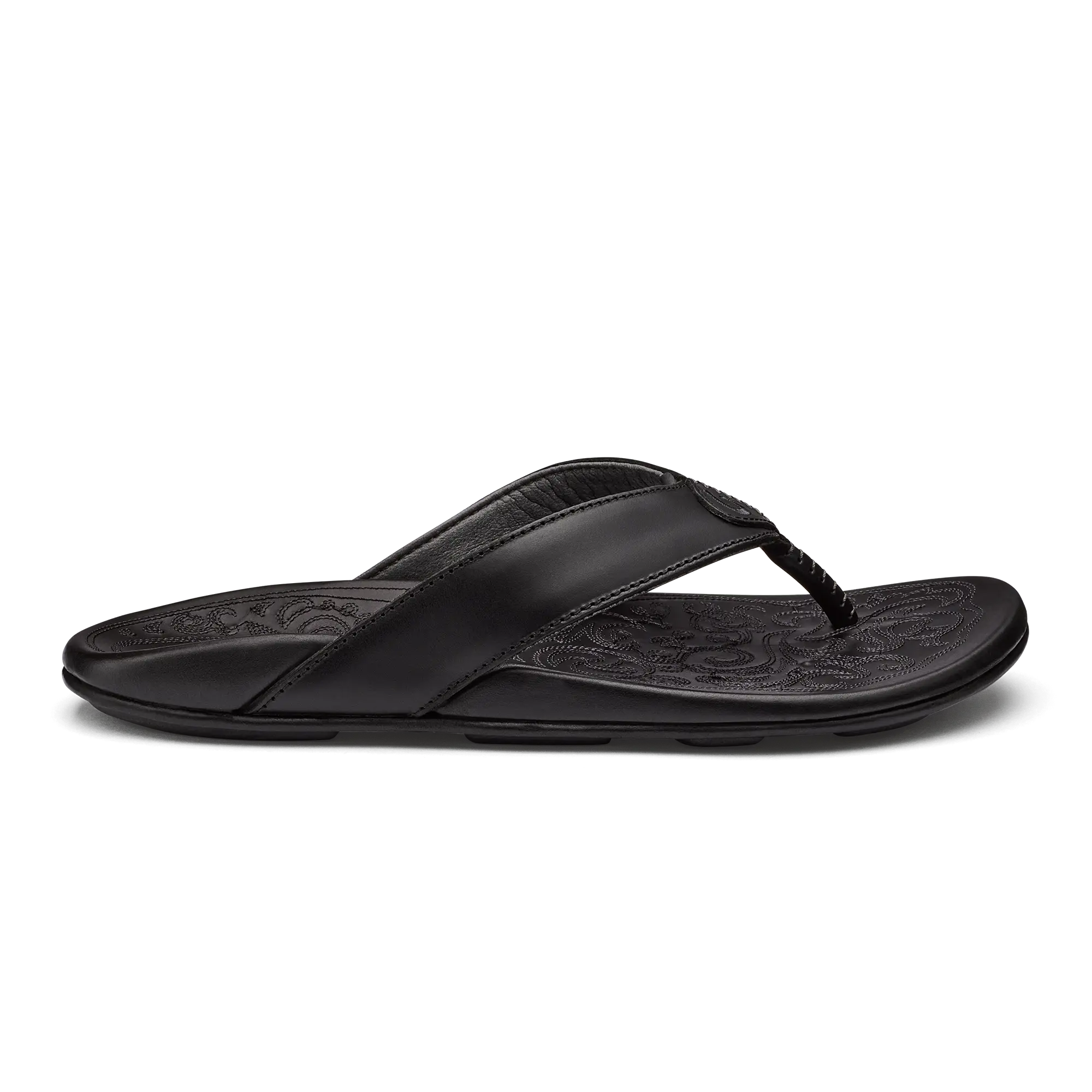 Mekila Men's Full-Grain Leather Beach Sandals - Black