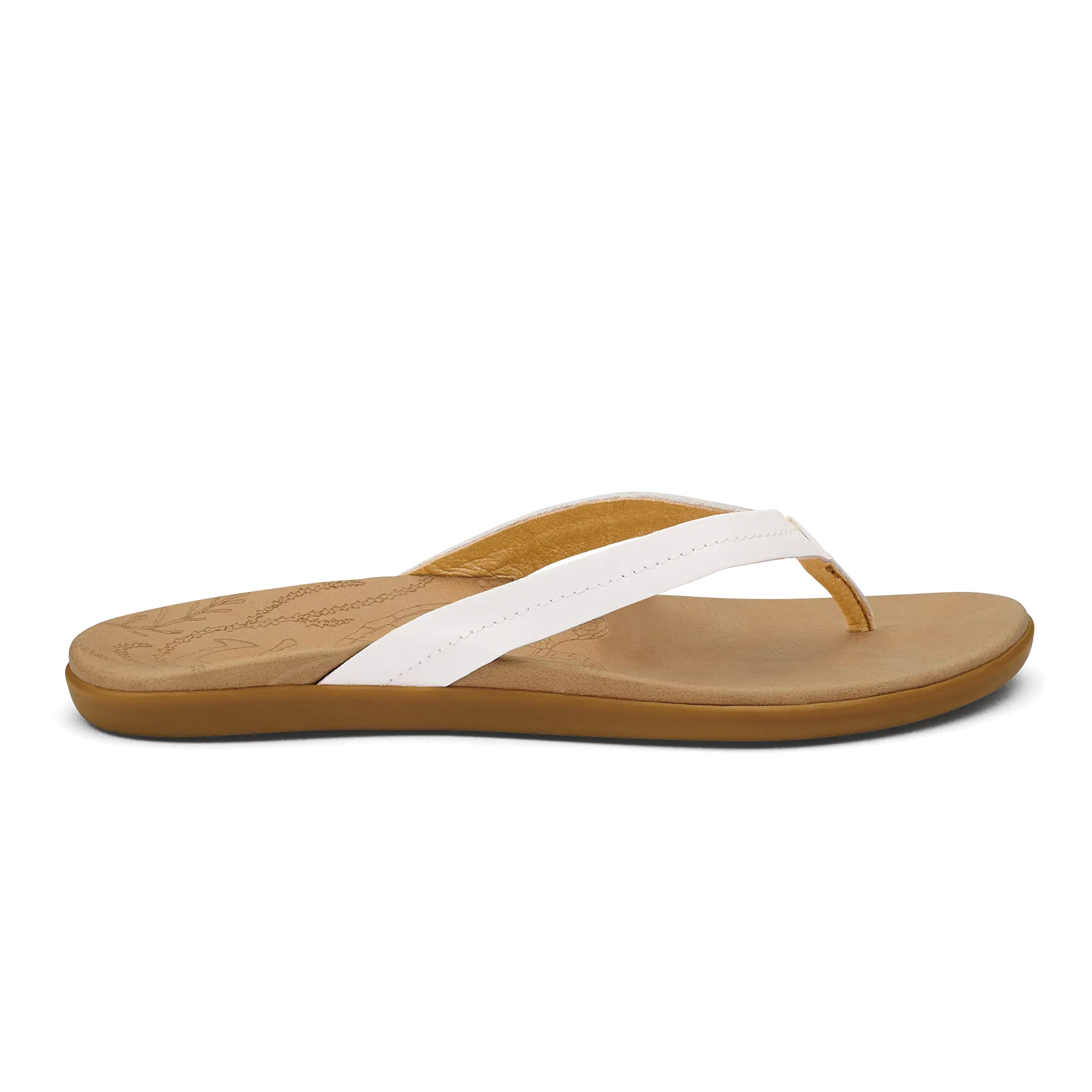 Honu Women's Leather Sandals - Bright White / Golden Sand