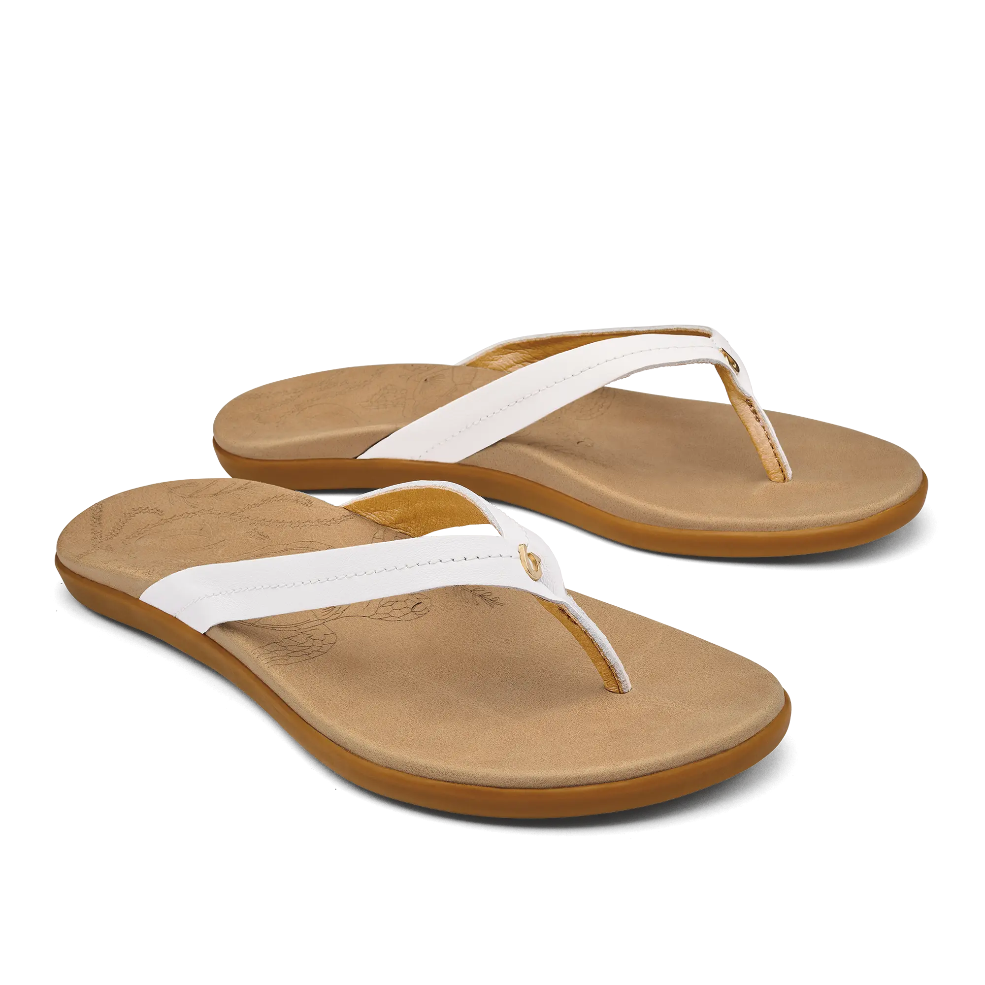 Honu Women's Leather Sandals - Bright White / Golden Sand - Image 3