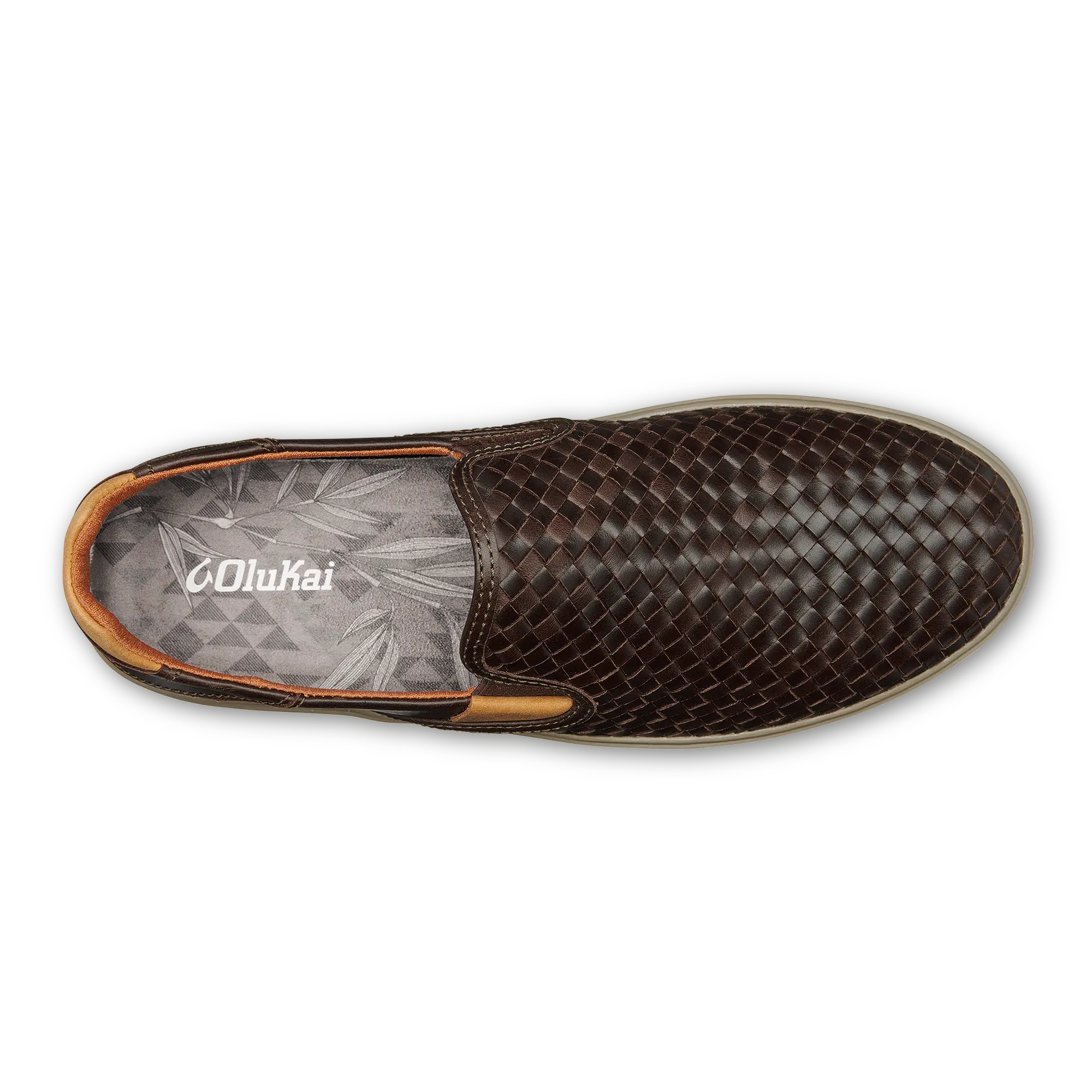 Lae'ahi Lauhala Men's Leather Slip-On Sneakers - Dark Wood - Image 7