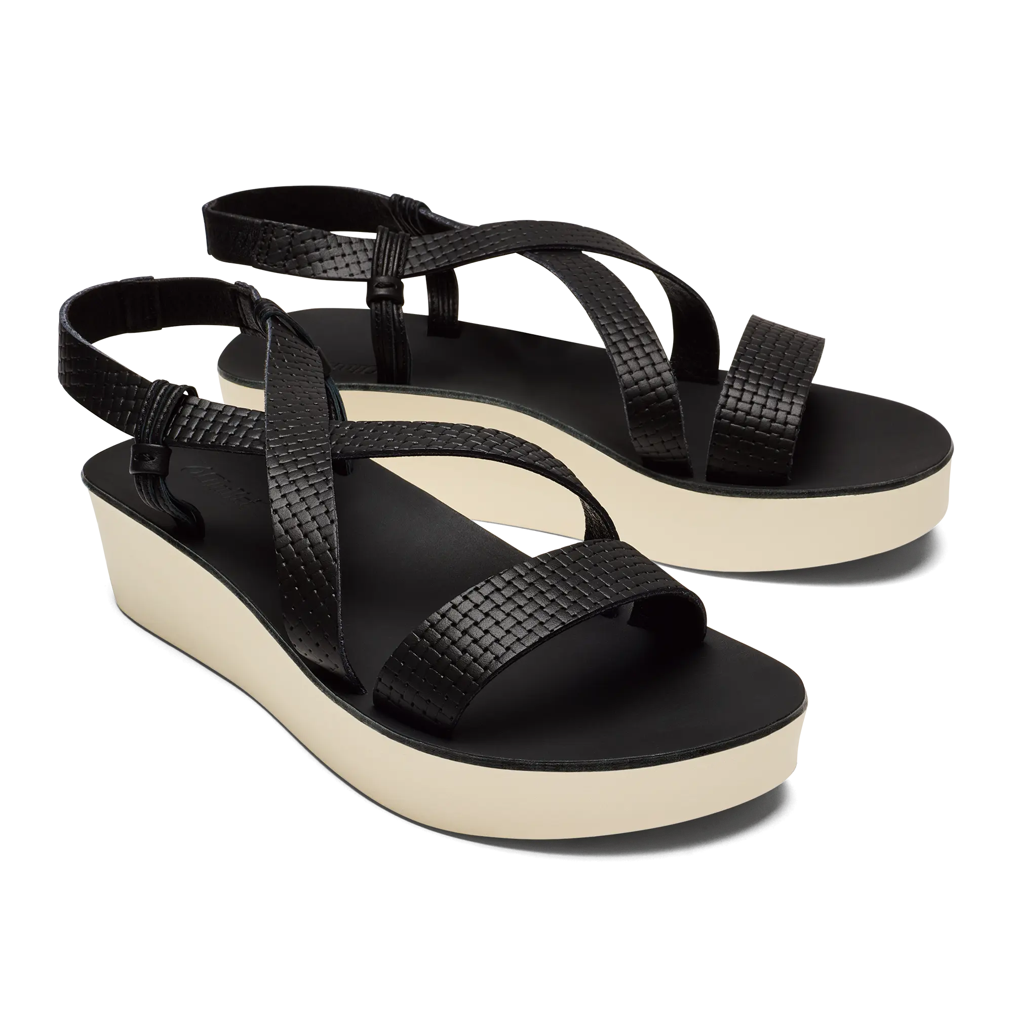 ' nohi Strappy Women's Sandals - Black / White Sand - Image 4