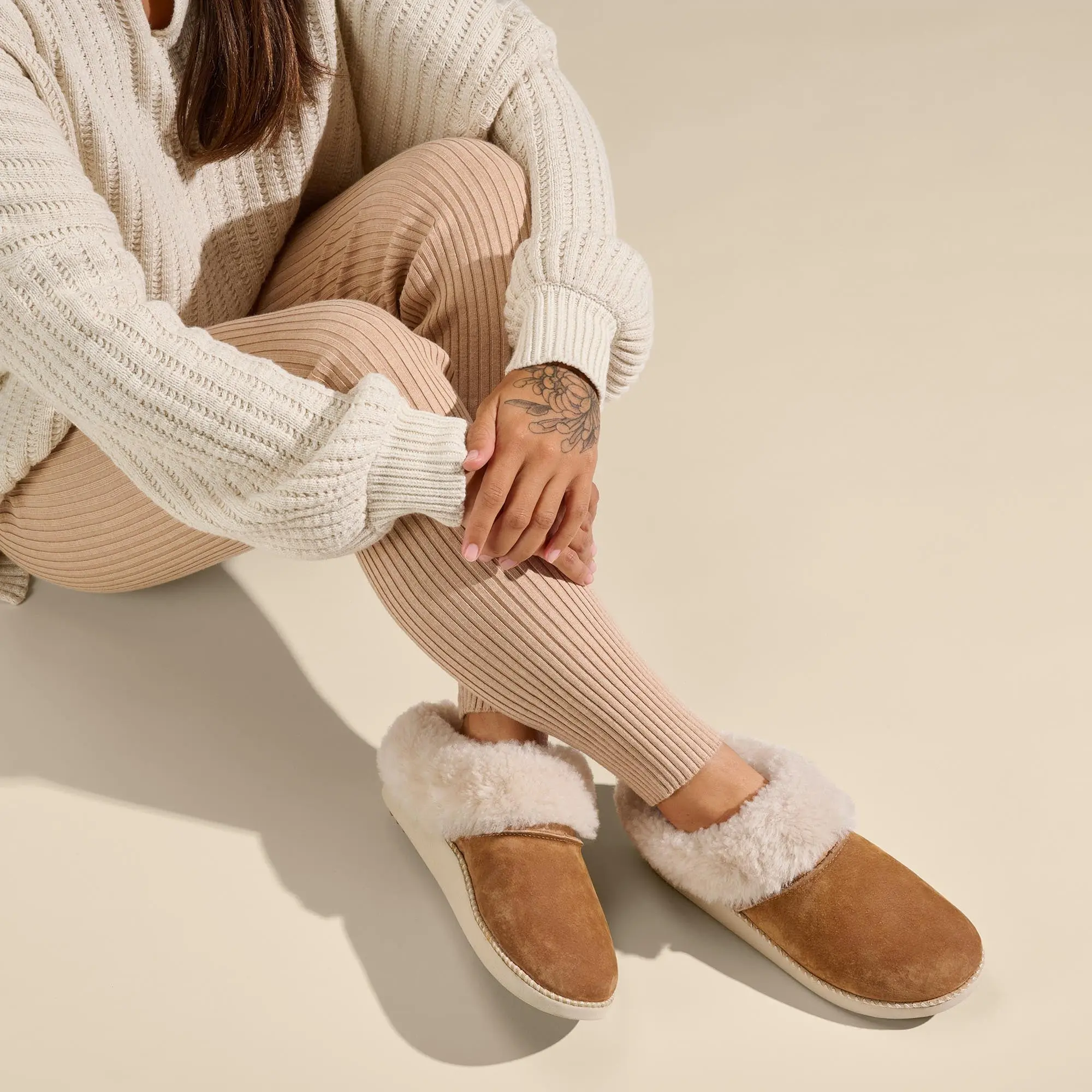 Ku'i Women's Slip-On Slippers - Tan / Bone - Image 5