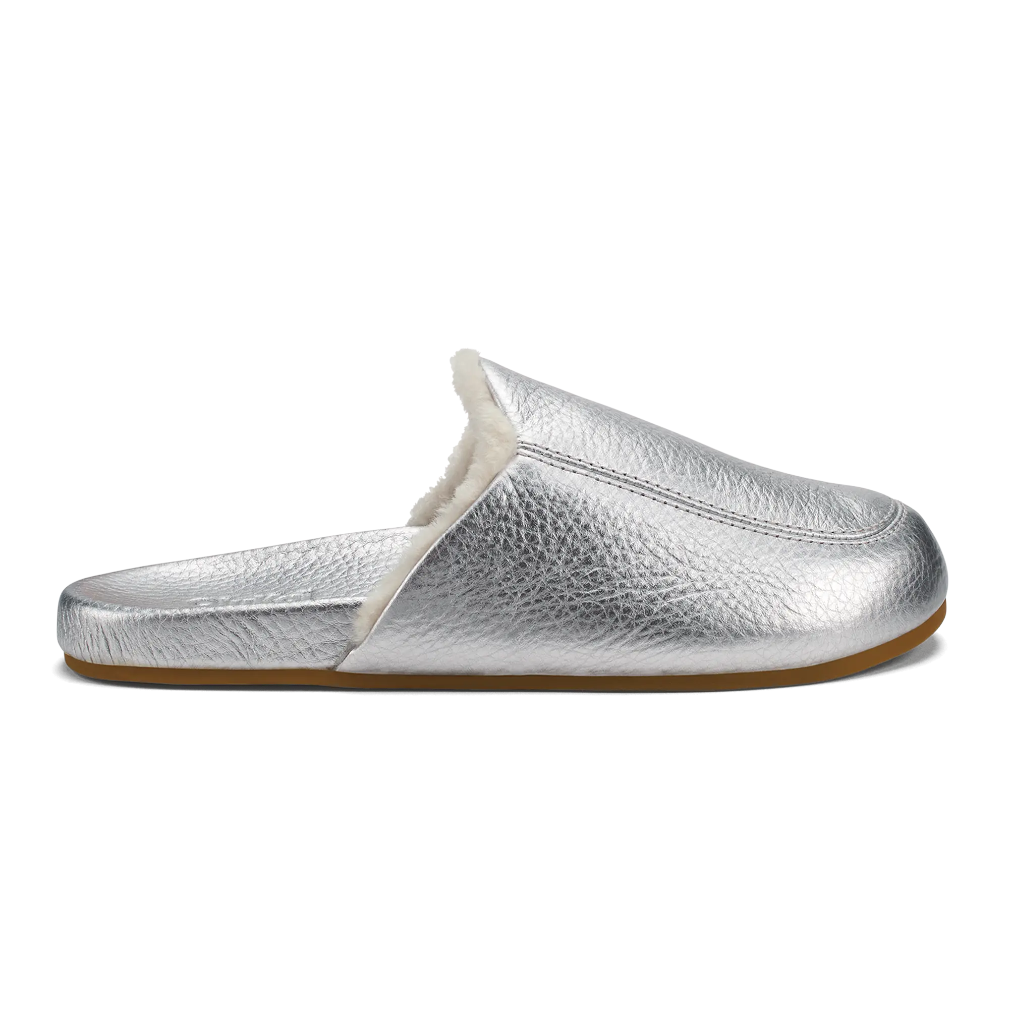 K  nea Women's Leather Slipper Mules - Silver<br> C OluKai